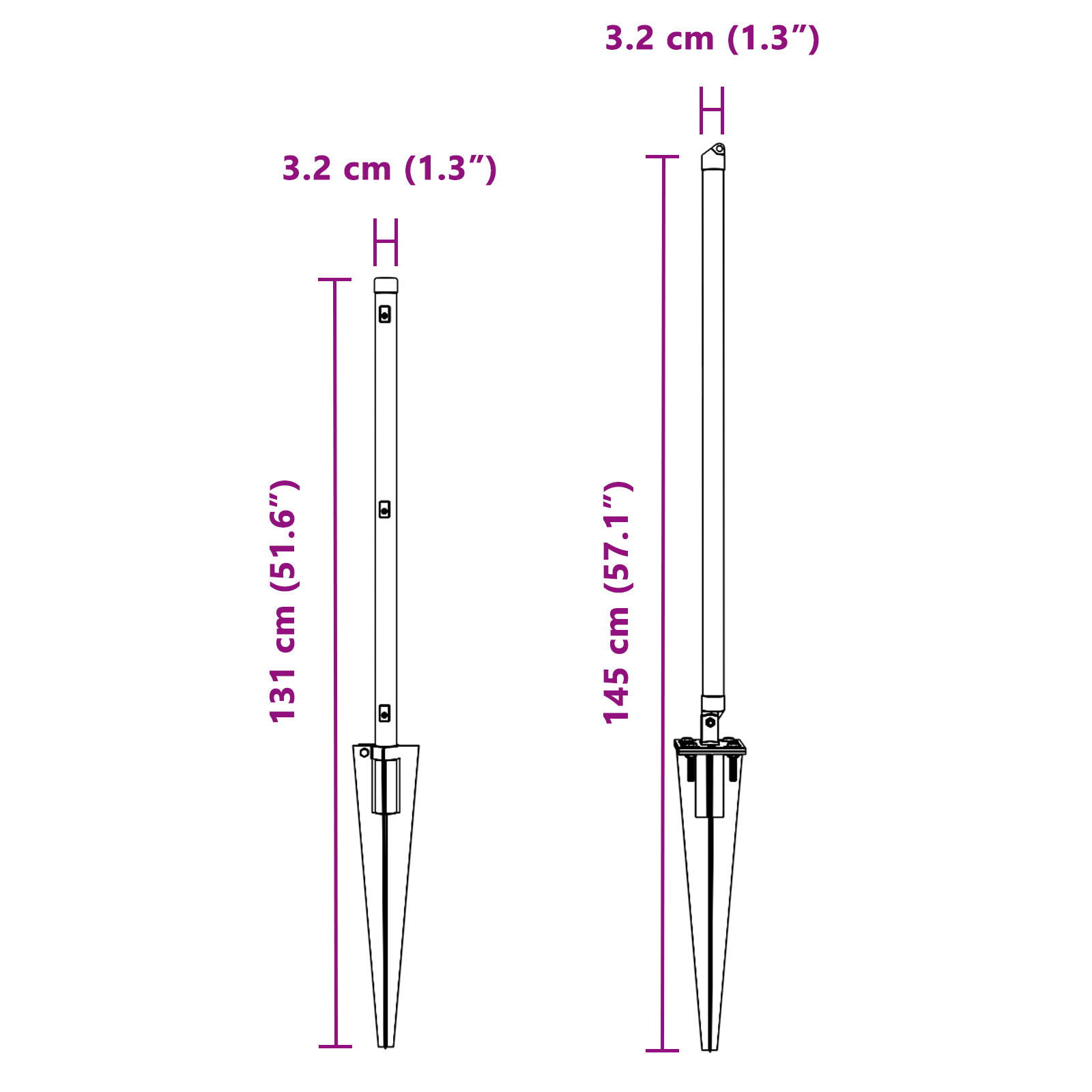 Stâlpi de gard cu vârf, 52 buc., Ø32 mm, 100 cm. oțel zincat GartenMobel Dekor