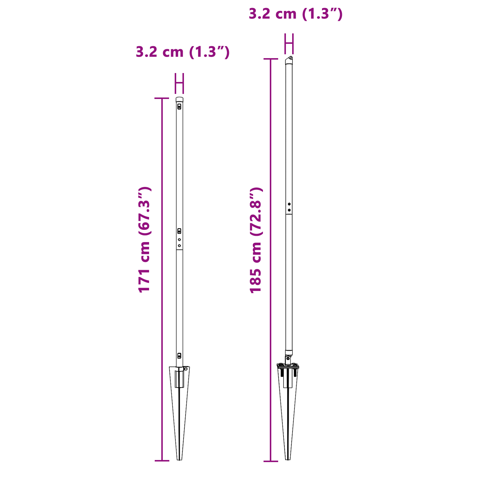 Stâlpi de gard cu vârf, 52 buc., Ø32 mm, 140 cm. oțel zincat GartenMobel Dekor