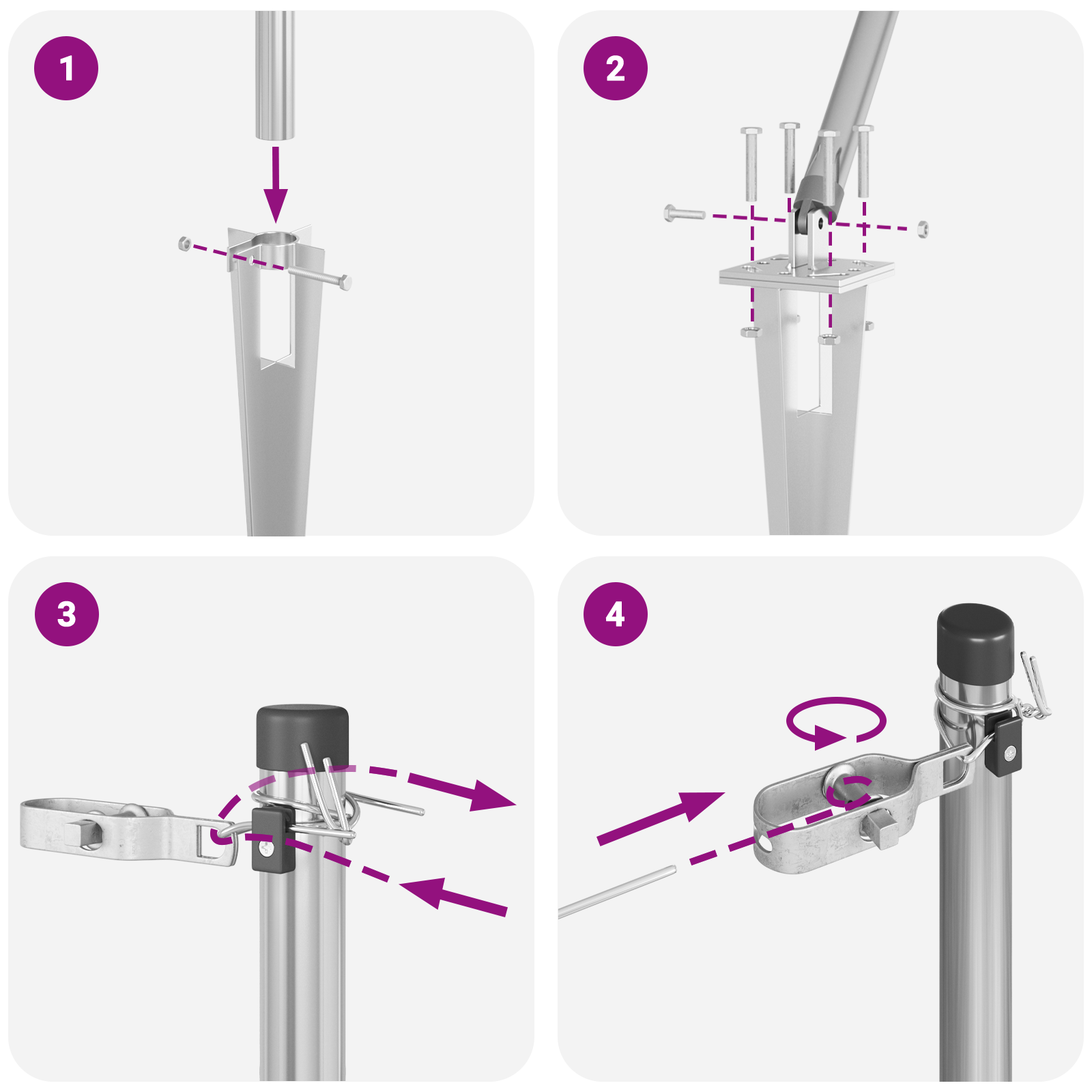 Stâlpi de gard cu vârf, 52 buc., Ø32 mm, 60 cm. oțel zincat GartenMobel Dekor