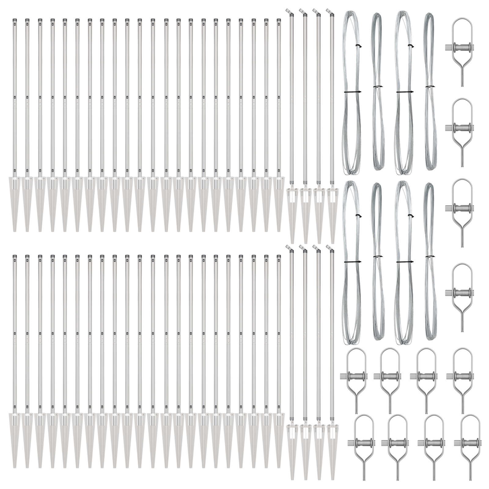Stâlpi de gard cu vârf, 52 buc., Ø32 mm, 80 cm. oțel zincat GartenMobel Dekor