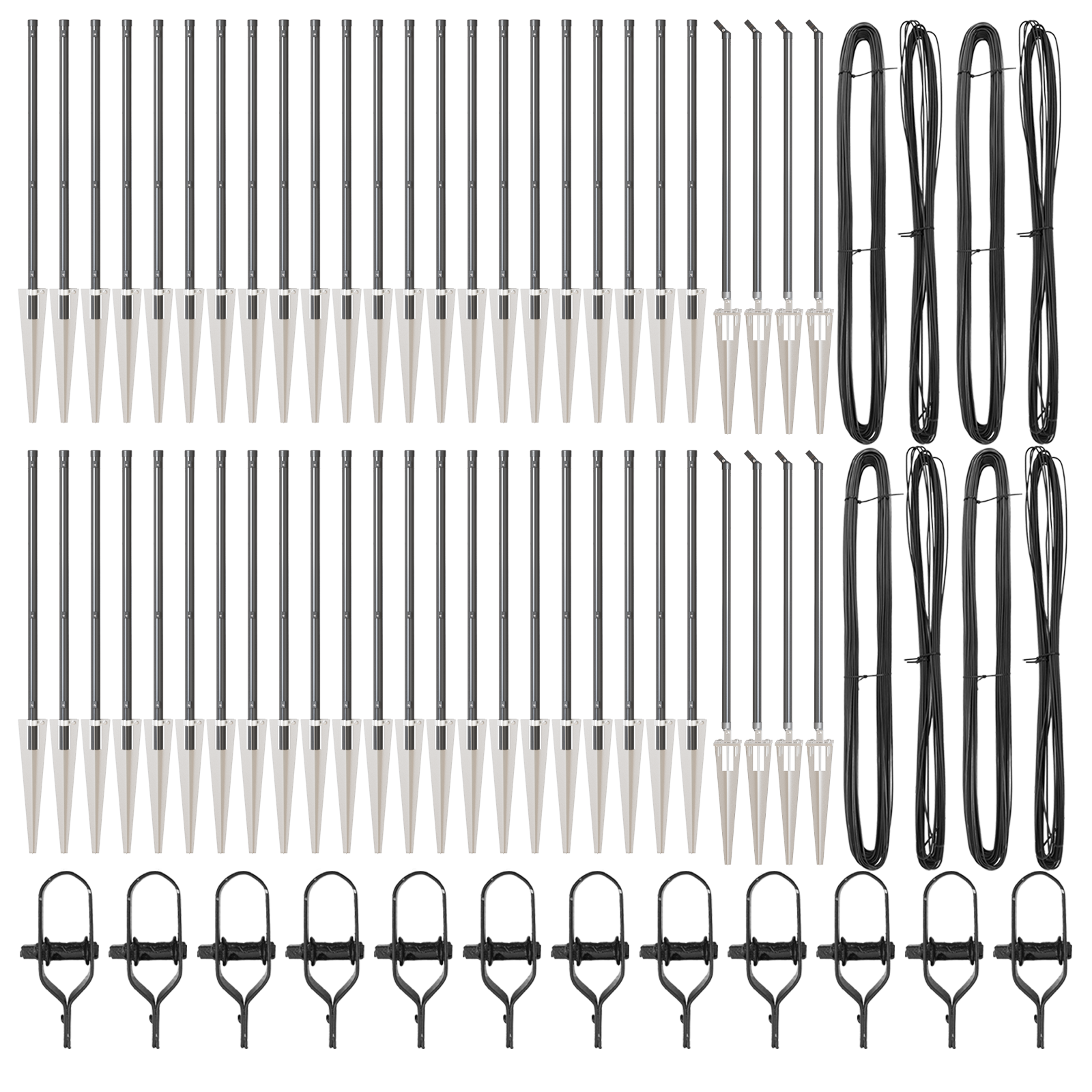 Stâlpi de gard cu vârf, 52 buc., Ø32 mm, 80 cm. oțel zincat GartenMobel Dekor