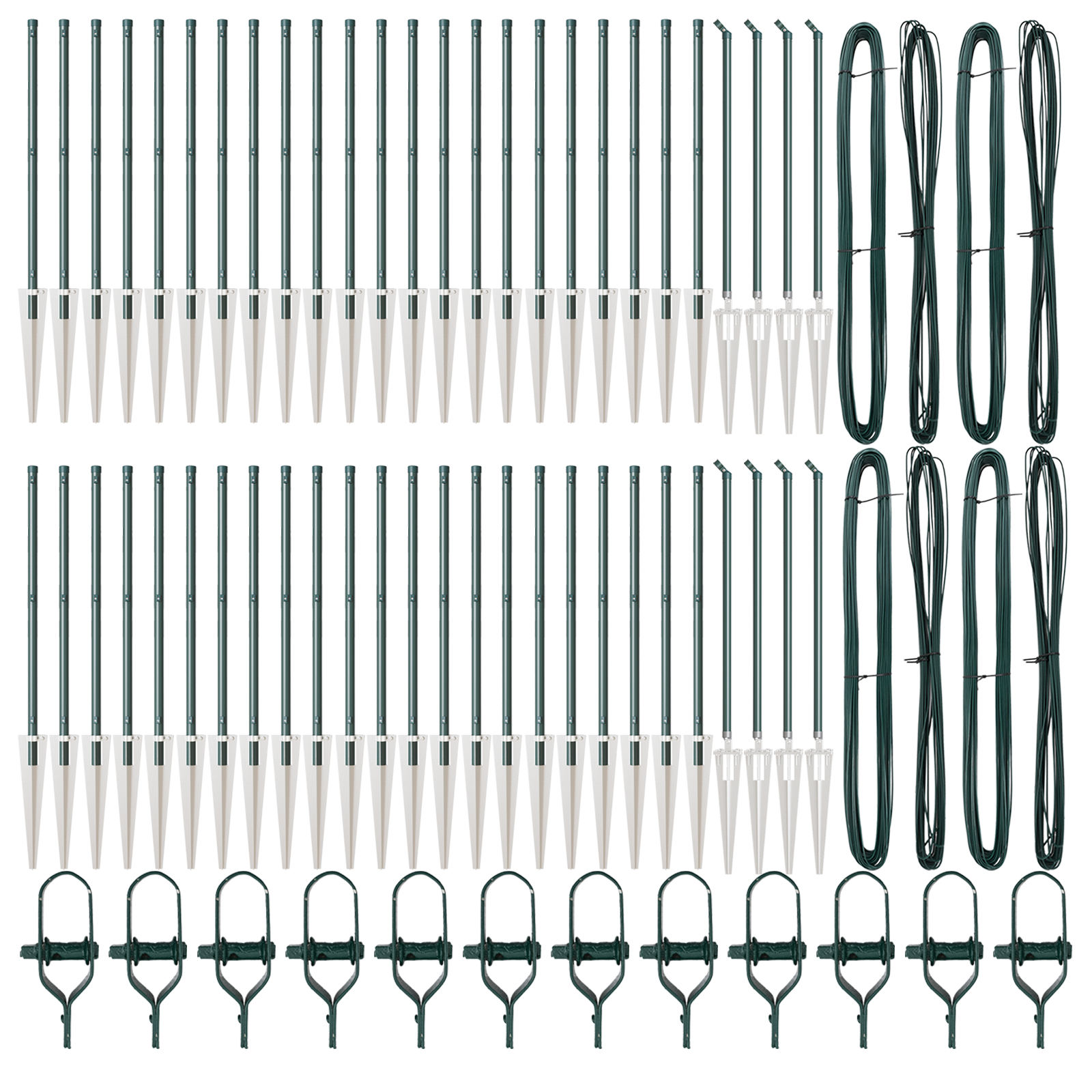 Paloți  cu vârf 52 buc Ø32 mm 80 cm Oțel galvanizat GartenMobel Dekor