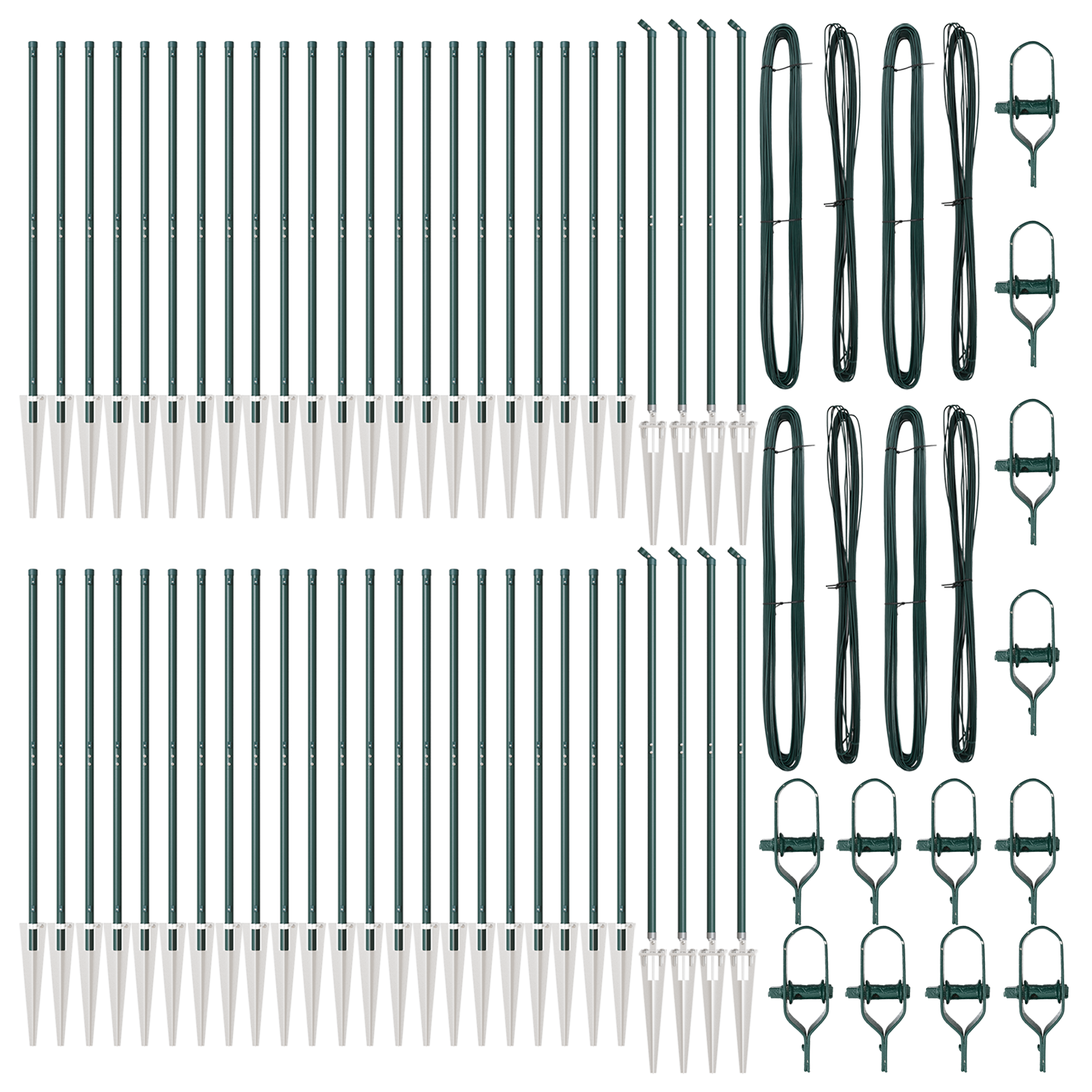 Stâlpi de gard  cu vârf 52 pcs Ø32 mm 140 cm Oțel galvanizat GartenMobel Dekor