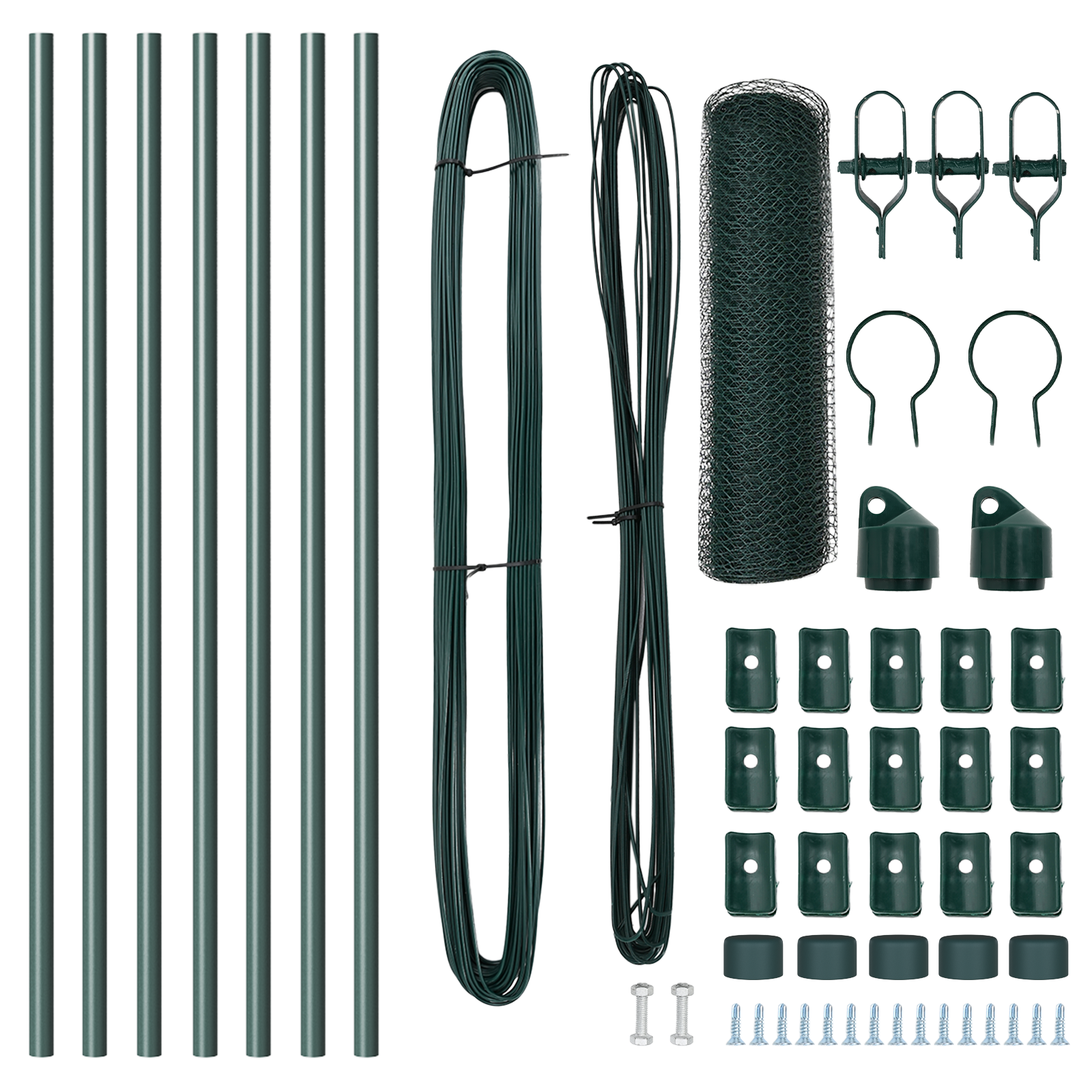 Împrejmuirea Hexagonală Verde 0.8x10 m Oțel, Stâlpi de Împrejmuire 7 buc Verde Ø32 mm 120 cm Oțel Galvanizat GartenMobel Dekor