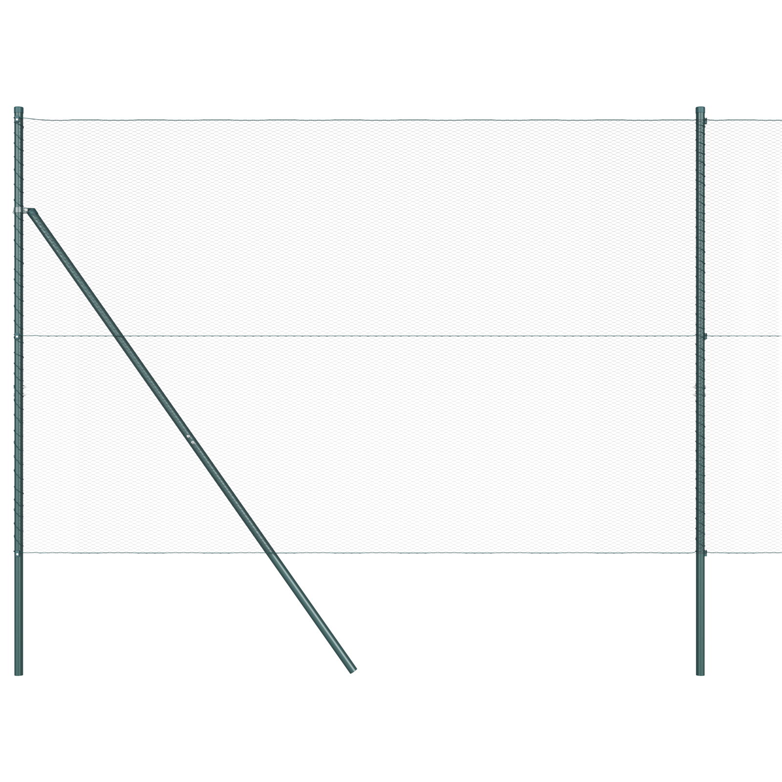 Gard hexagonal Verde 1.6x25 m Oțel, Stâlpi de gard 13 buc Verde Ø32 mm 210 cm Oțel galvanizat GartenMobel Dekor