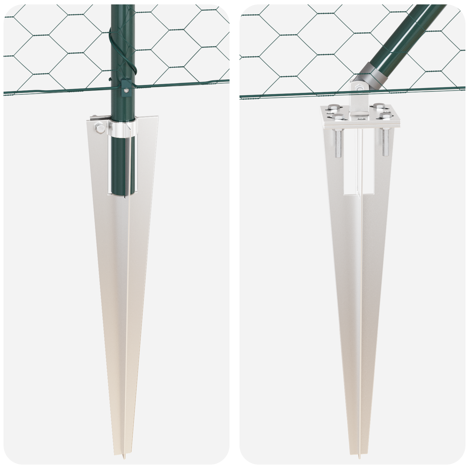 Gard hexagonal Verde 0.6x25 m Oțel, Stâlpi de gard cu ancoră în vârf 13 buc Ø32 mm 80 cm Oțel galvanizat GartenMobel Dekor