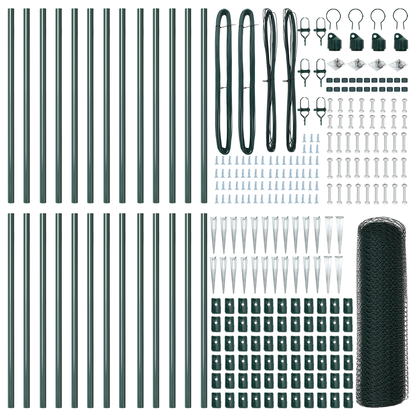 Garaj Hexagonal Verde 0.8x50 m Oțel, Stâlpi de Gard cu țăruși 13 buc Ø32 mm 100 cm Oțel galvanizat GartenMobel Dekor