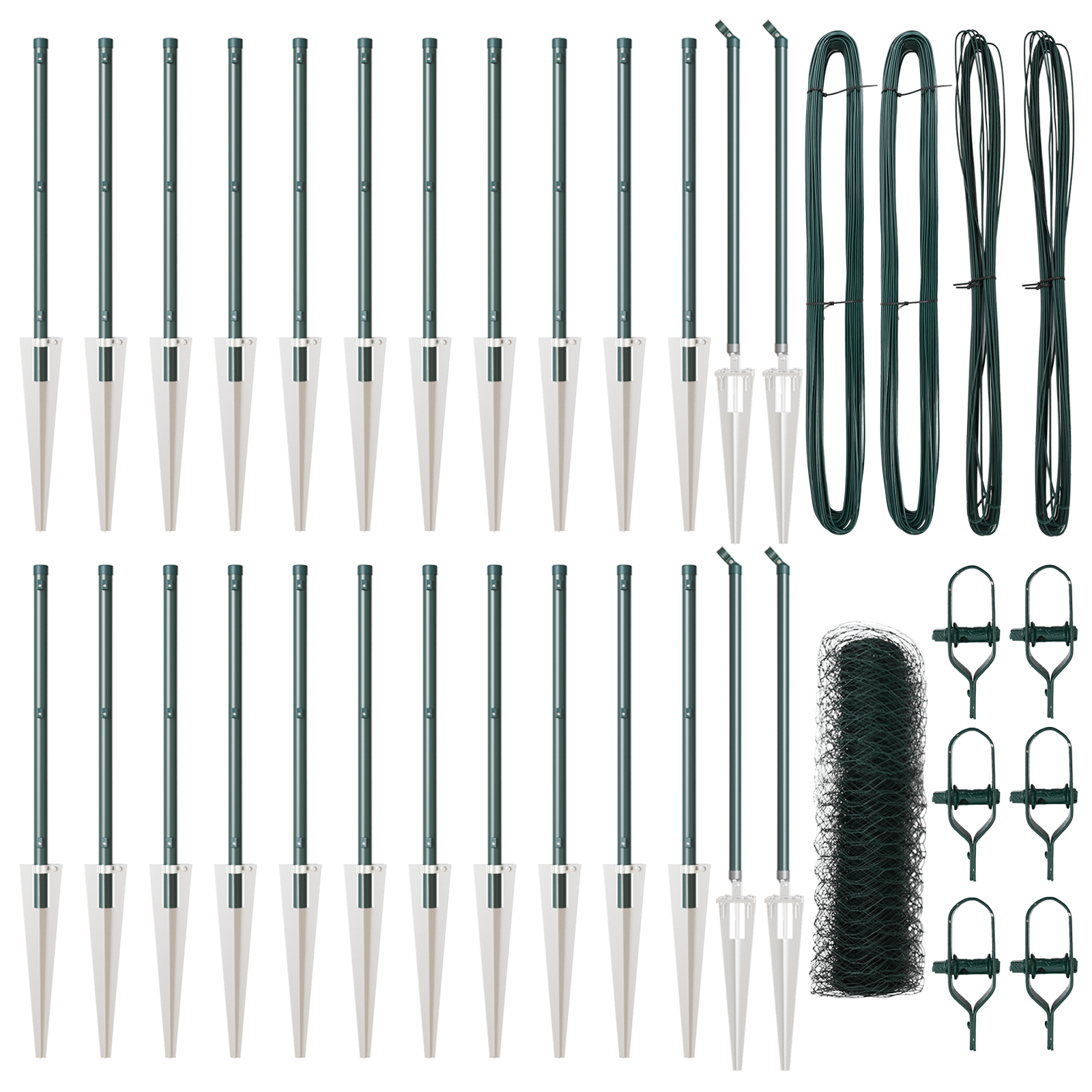 Gard Hexagon Verde 0.8x50 m Oțel, Stâlpi de gard cu vârf 13 buc Ø32 mm 100 cm Oțel galvanizat GartenMobel Dekor