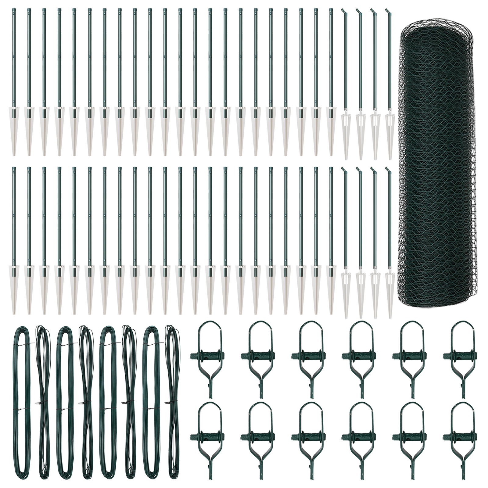 Gard Hexagonal  Verde 0.4x100 m Fier, Stâlpi de Gard  cu Spike 13 buc Ø32 mm 60 cm Fier Galvanizat GartenMobel Dekor