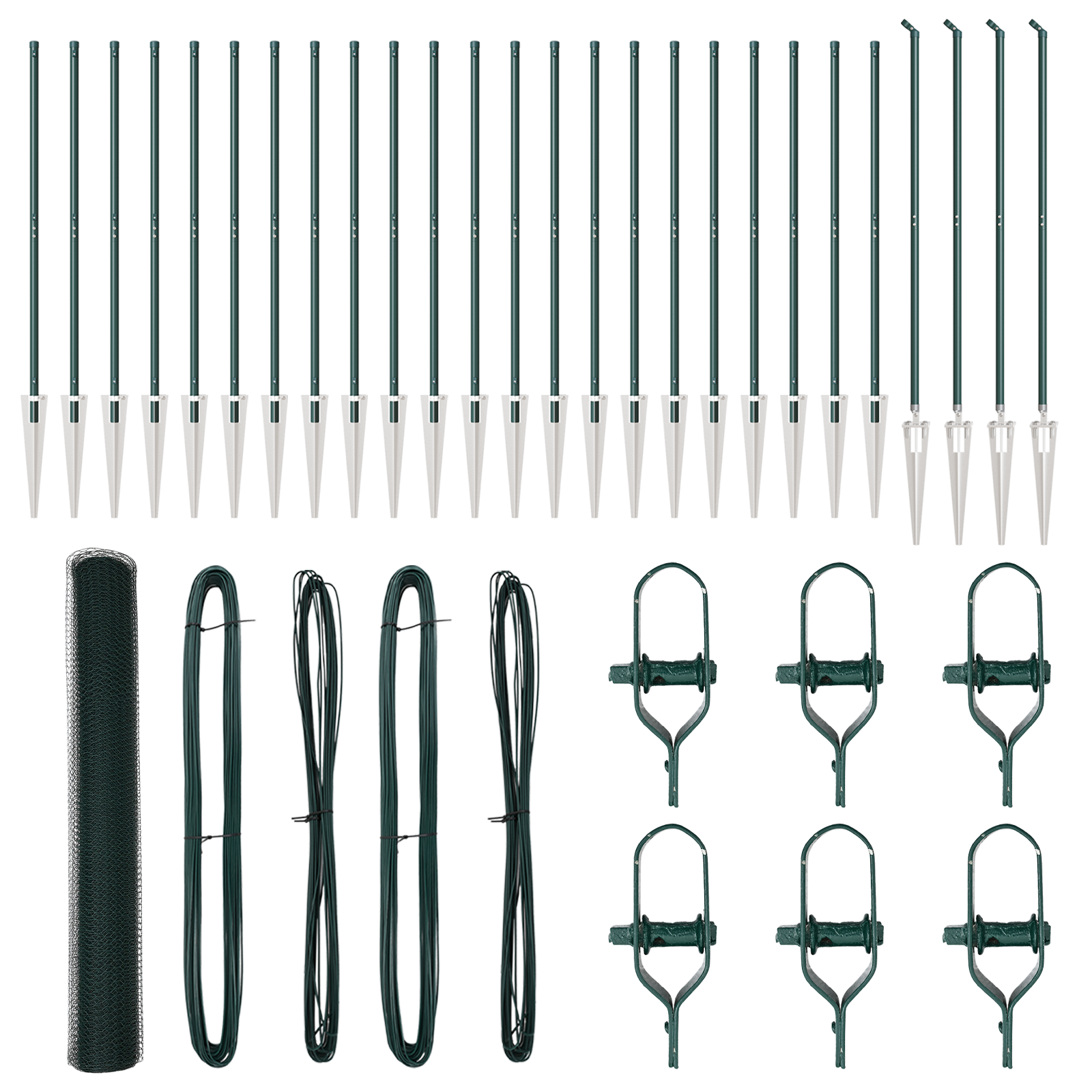 Gard Hexagonal  Verde 1.2x50 m Oțel, Stâlpi de Gard  cu Spike 13 buc Ø32 mm 140 cm Oțel Galvanizat GartenMobel Dekor