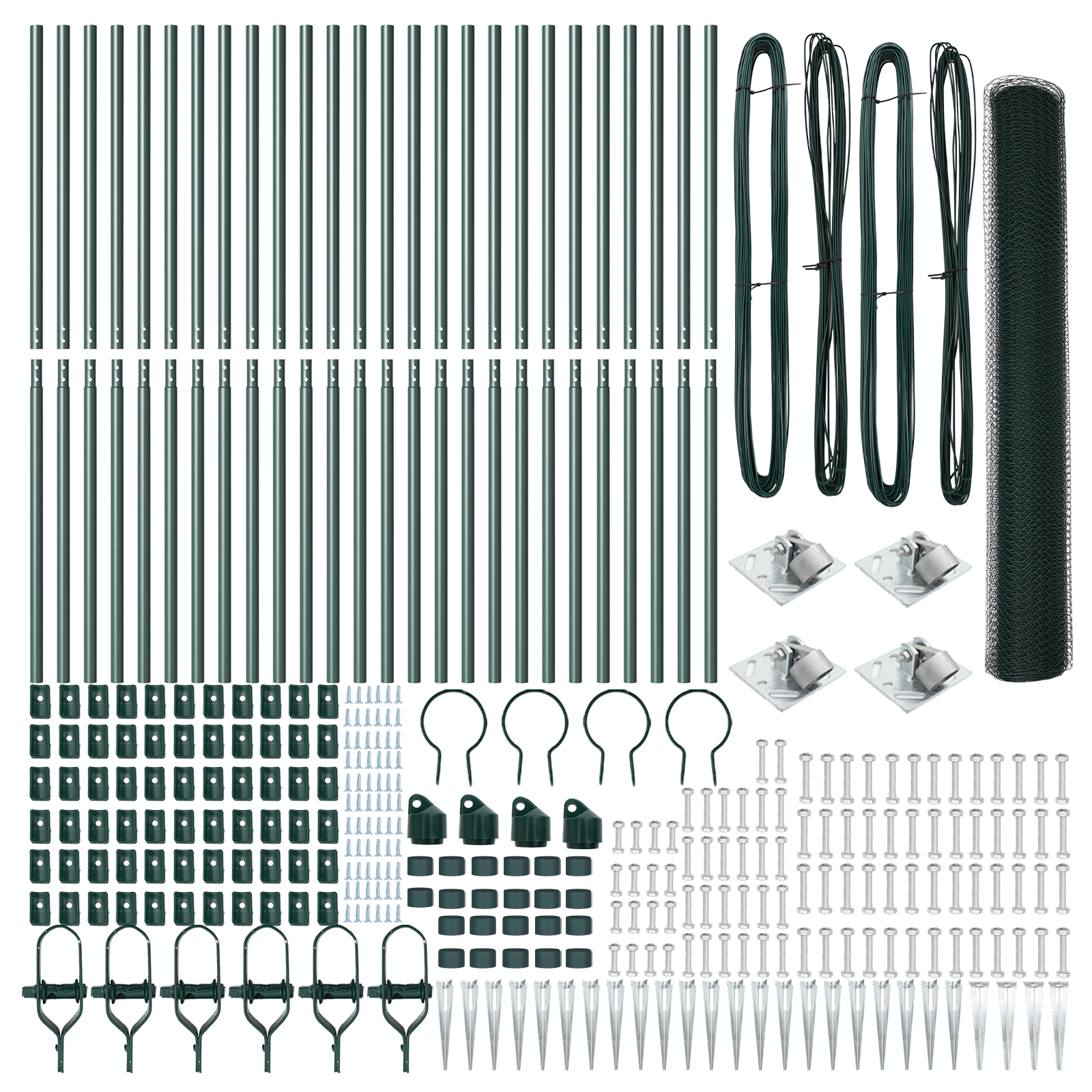 Gard Hexagonal  Verde 1.2x50 m Oțel, Stâlpi pentru Gard  cu Spike 13 buc Ø32 mm 140 cm Oțel Galvanizat GartenMobel Dekor