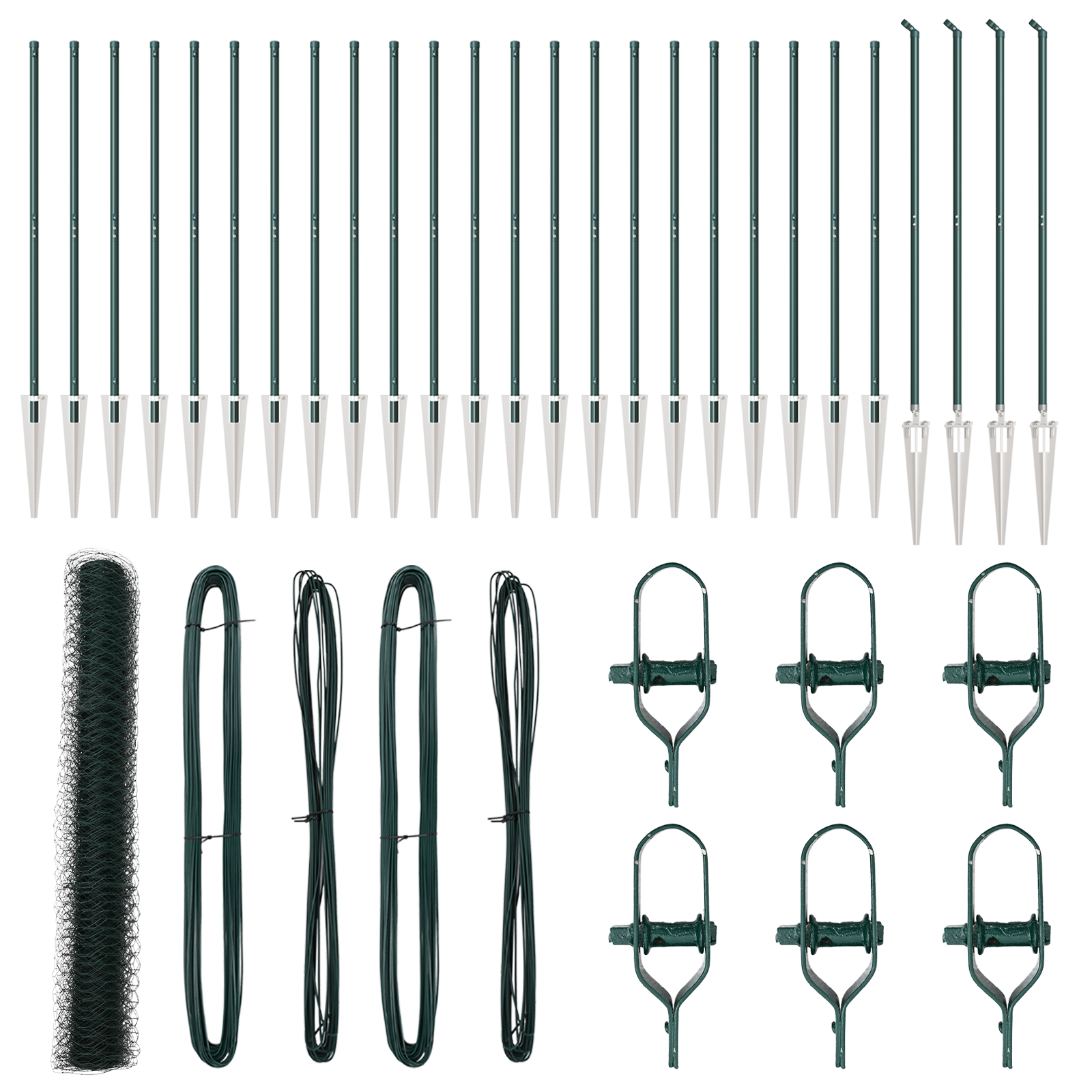 Gard hexagonal Verde 1.4x50 m Oțel, Stâlpi pentru gard cu vârfuri 13 buc Ø32 mm 160 cm Oțel galvanizat GartenMobel Dekor