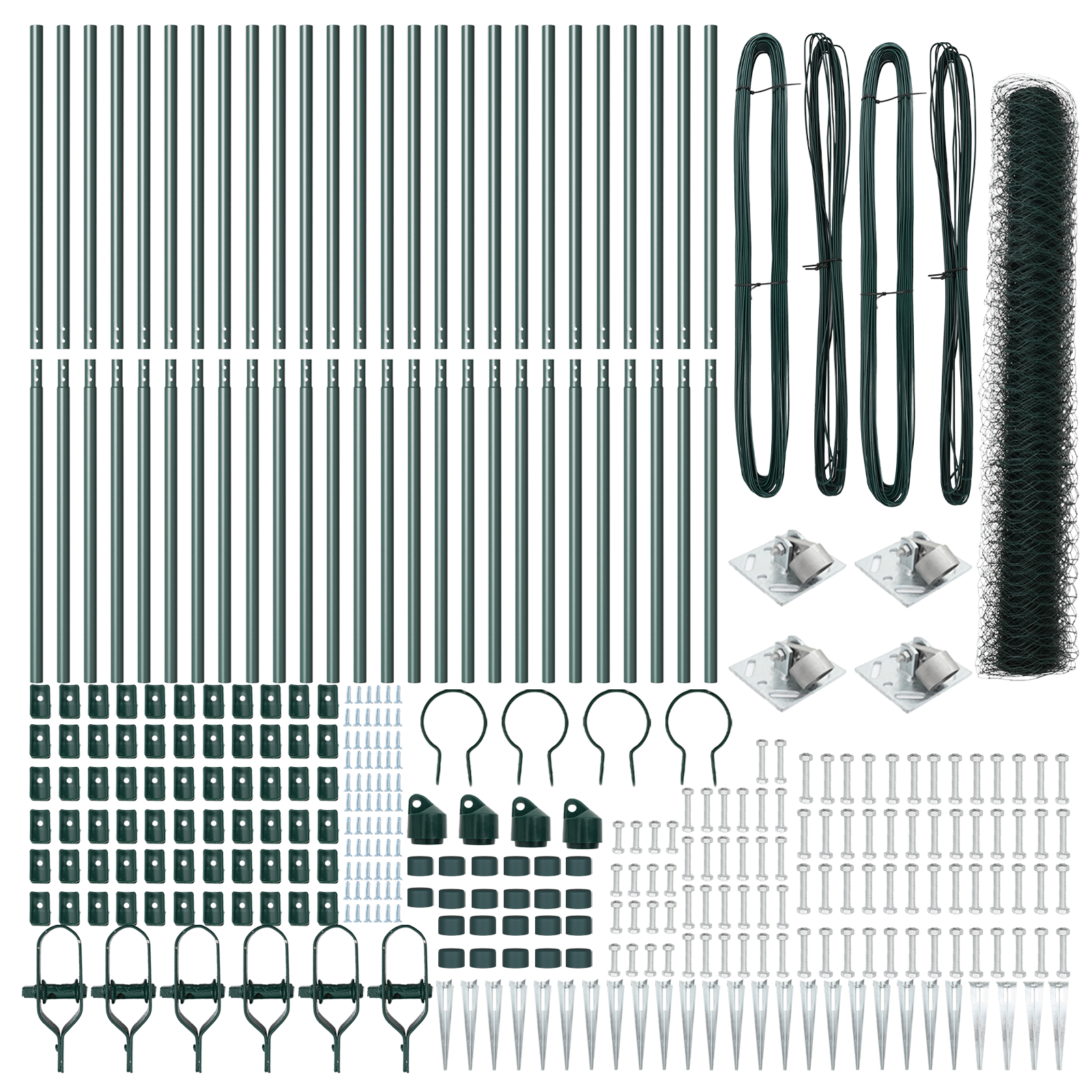 Gard hexagonal Verde 1.4x50 m Oțel, Stâlpi pentru gard cu vârfuri 13 buc Ø32 mm 160 cm Oțel galvanizat GartenMobel Dekor