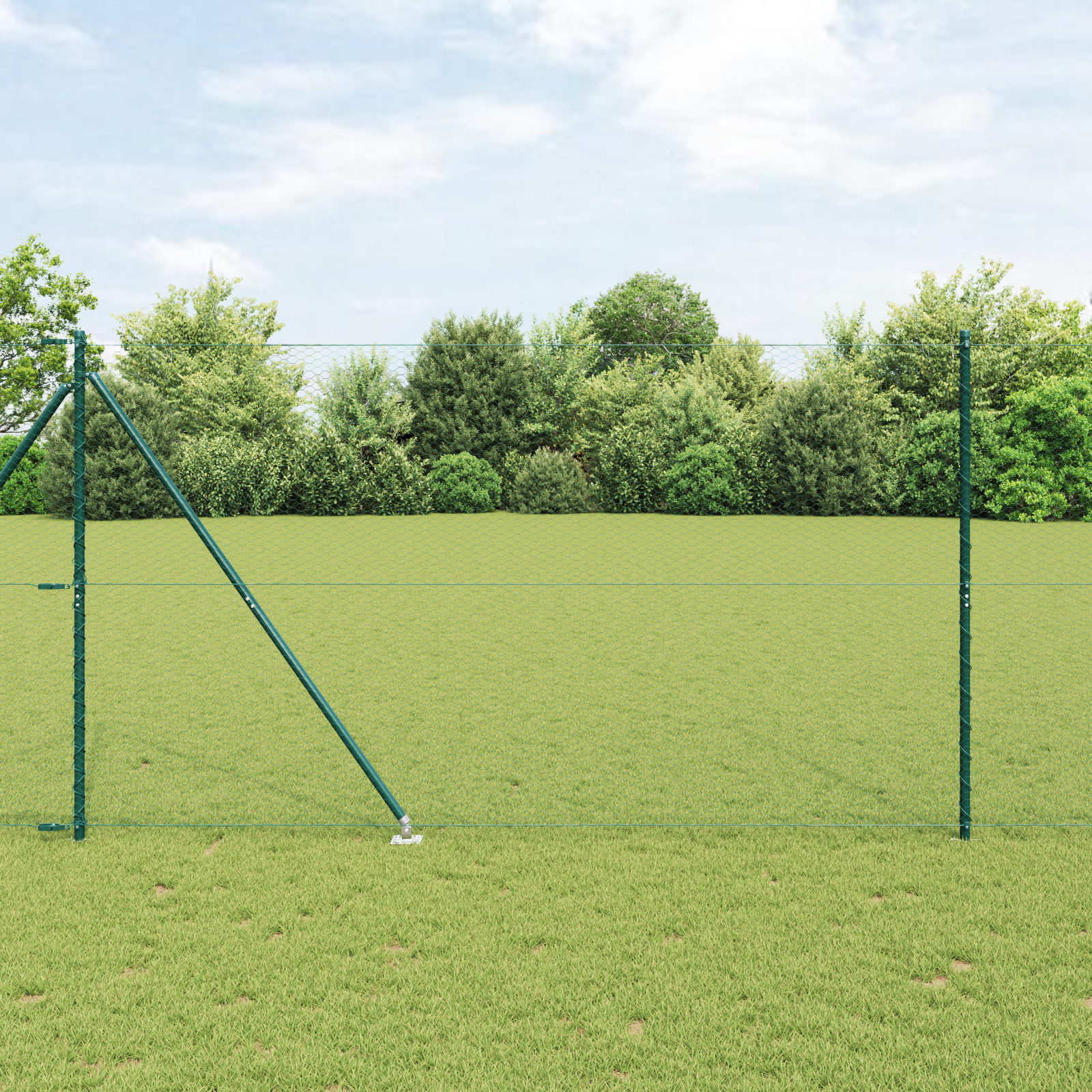 Gard Hexagonal Verde 1.6x100 m Oțel, Stâlpi de Gard  cu Țapă 13 pcs Ø32 mm 180 cm Oțel Galvanizat GartenMobel Dekor