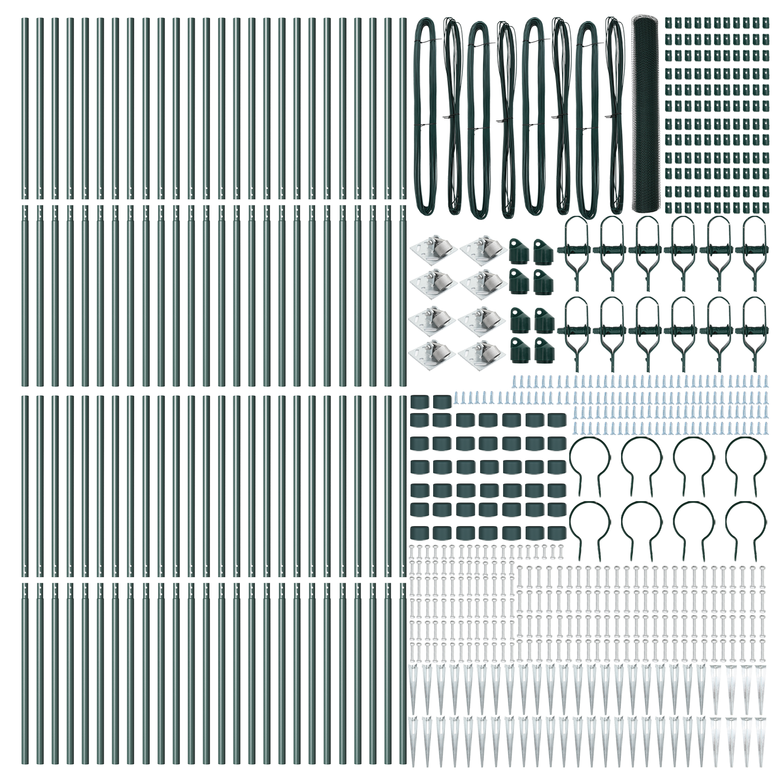 Gard Hexagon  Verde 1.4x100 m Oțel, Stâlpi de gard  cu vârf 13 buc Ø32 mm 160 cm Oțel galvanizat GartenMobel Dekor