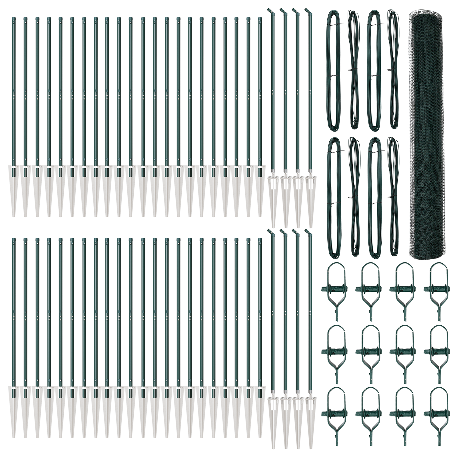 Gard Hexagonal  Verde 1,2x100 m Oțel, Stâlpi pentru Gard  cu Spike 13 buc Ø32 mm 140 cm Oțel Galvanizat GartenMobel Dekor
