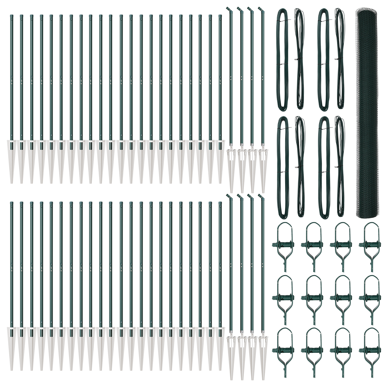 Gard Hexagonal  Verde 1,5x100 m Oțel, Stâlpi de Gard  cu Vârful 13 buc Ø32 mm 170 cm Oțel Galvanizat GartenMobel Dekor