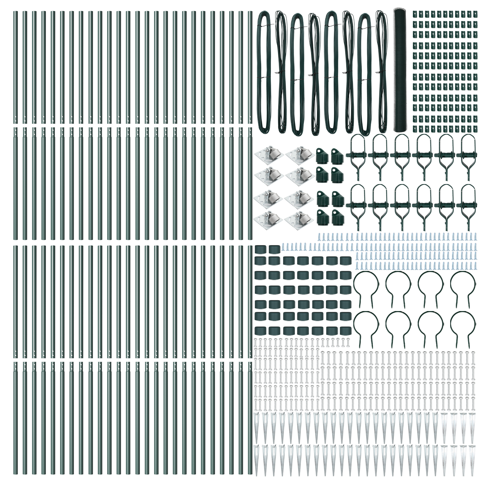 Gard Hexagonal  Verde 1,5x100 m Oțel, Stâlpi de Gard  cu Vârful 13 buc Ø32 mm 170 cm Oțel Galvanizat GartenMobel Dekor