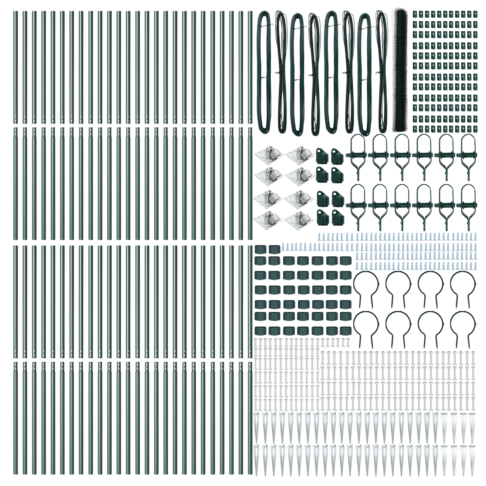 Gard hexagonal  verde 1.6x100 m oțel, Stâlpi pentru gard  cu vârf 13 buc Ø32 mm 180 cm oțel galvanizat GartenMobel Dekor