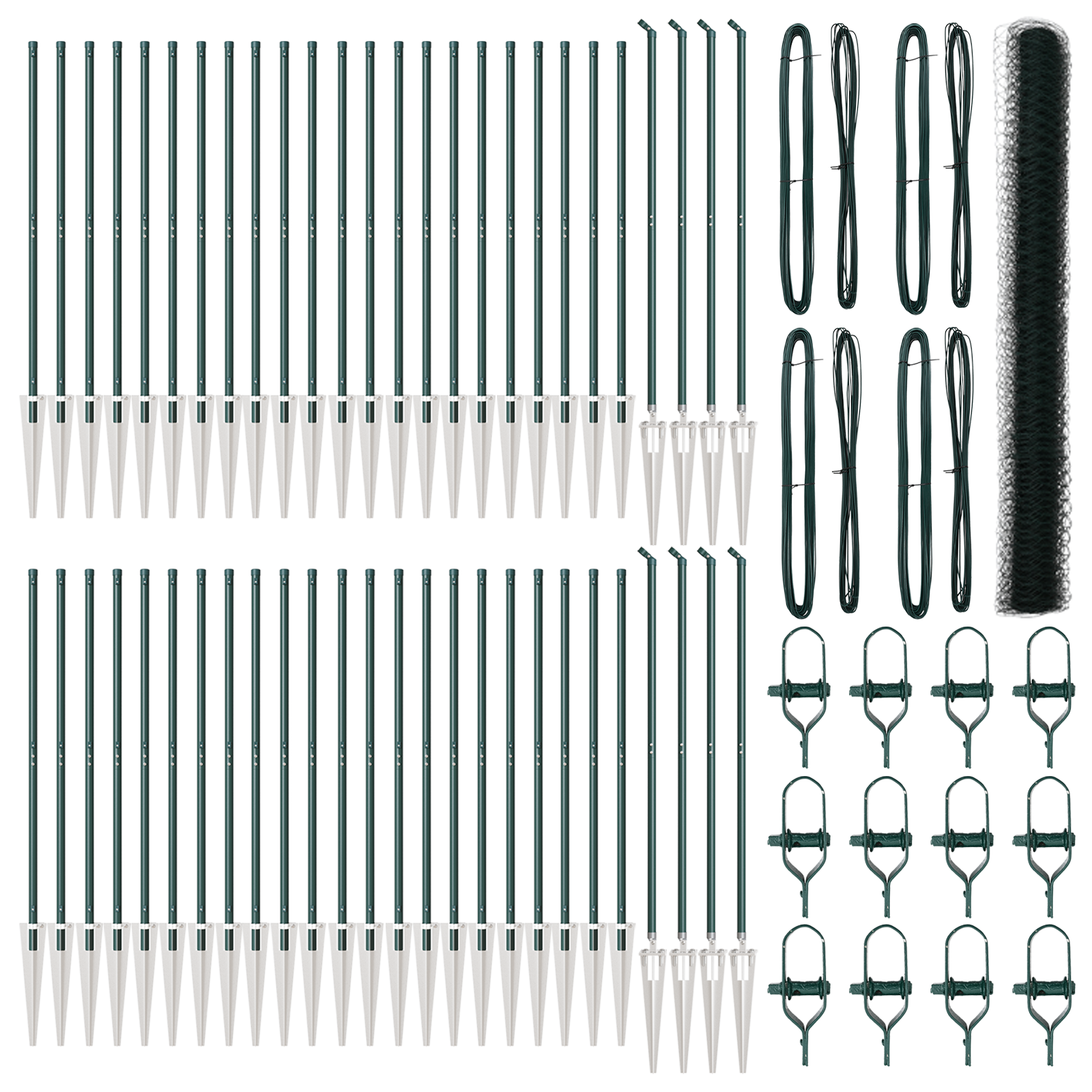 Întăritură Hexagonală Verde 1.5x100 m Oțel, Stâlpi de Împrejmuire cu Spike 13 pcs Ø32 mm 170 cm Oțel Galvanizat GartenMobel Dekor