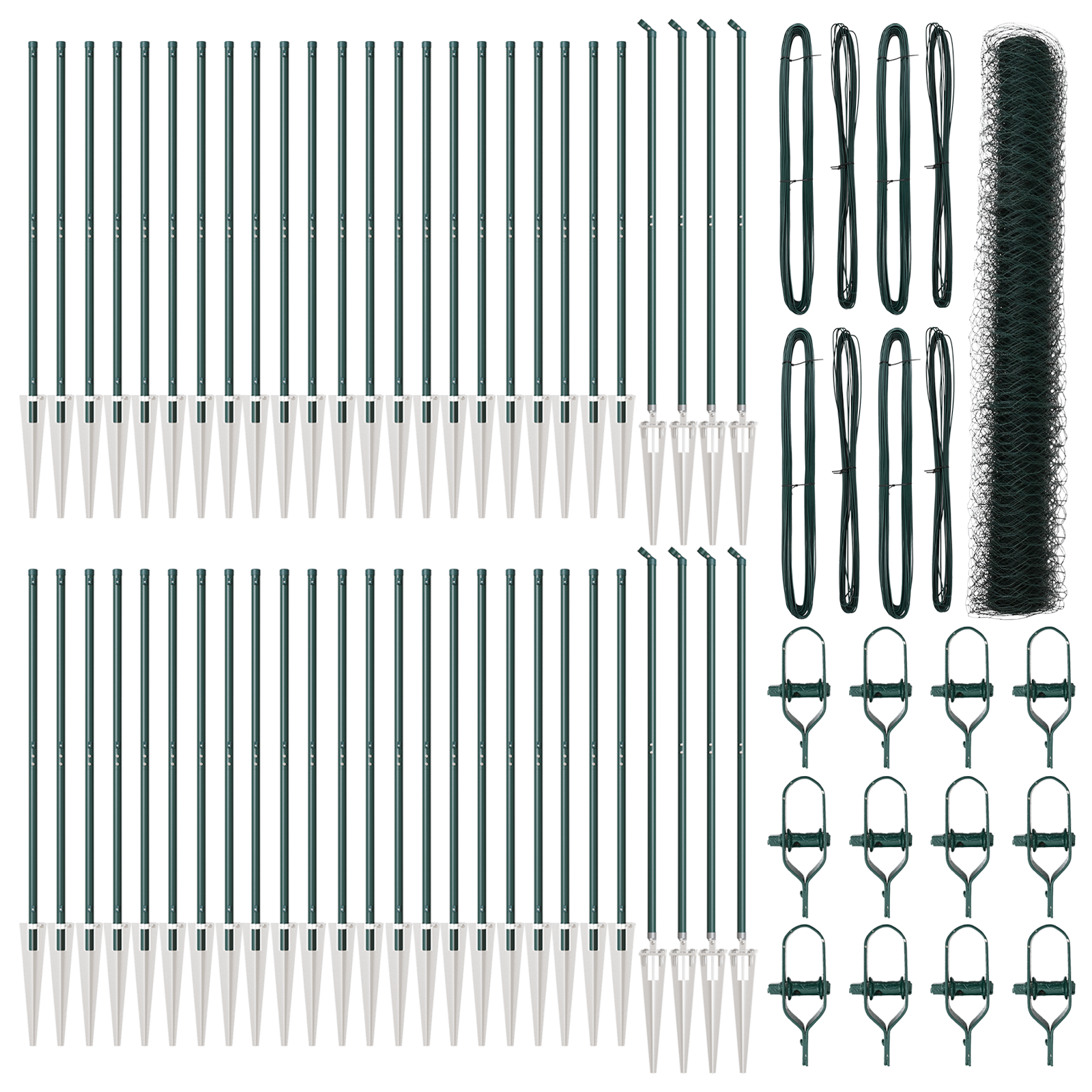 Plasa Hexagonală  Verde 1,4x100 m Oțel, Stâlpi de Împrejmuire  cu Spike 13 buc Ø32 mm 160 cm Oțel Zincat GartenMobel Dekor