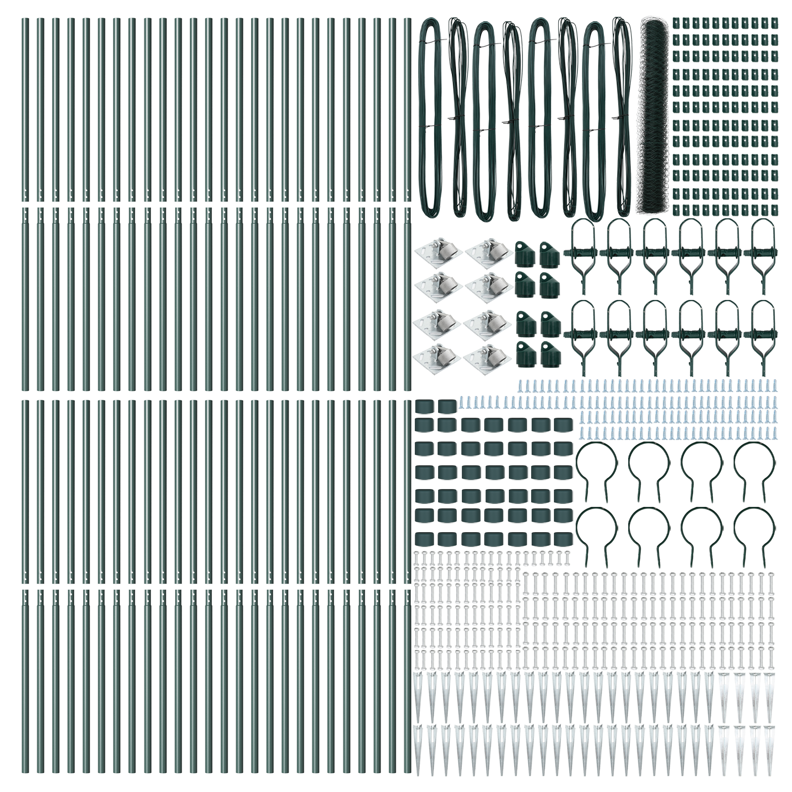 Plasa Hexagonală  Verde 1,4x100 m Oțel, Stâlpi de Împrejmuire  cu Spike 13 buc Ø32 mm 160 cm Oțel Zincat GartenMobel Dekor