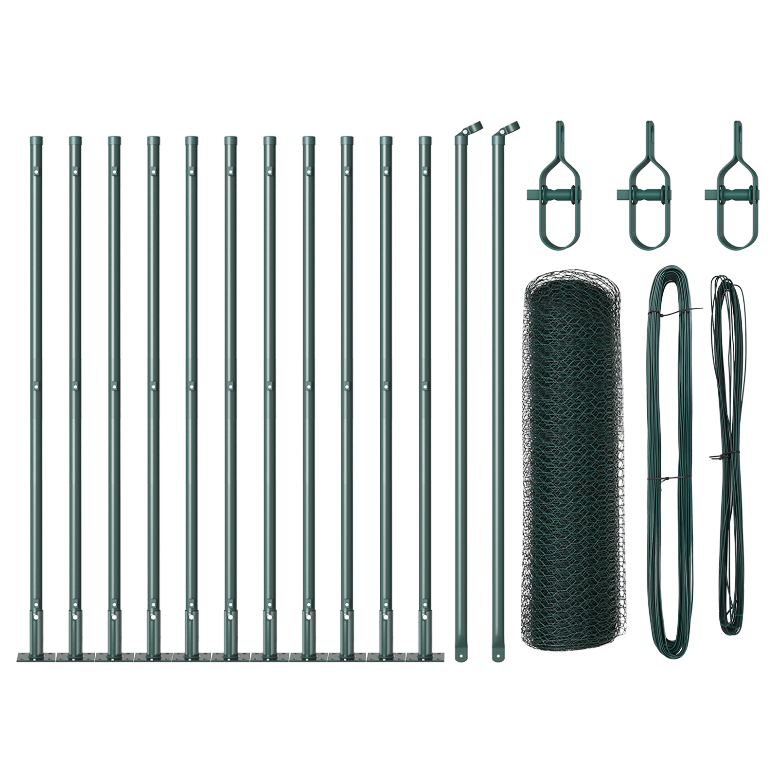 Gard Hexagonal Verde 0.4x25 m Oțel, Stâlpi de Gard cu Plăci de Bază 13 pcs Ø32mm 50cm Oțel Galvanizat GartenMobel Dekor