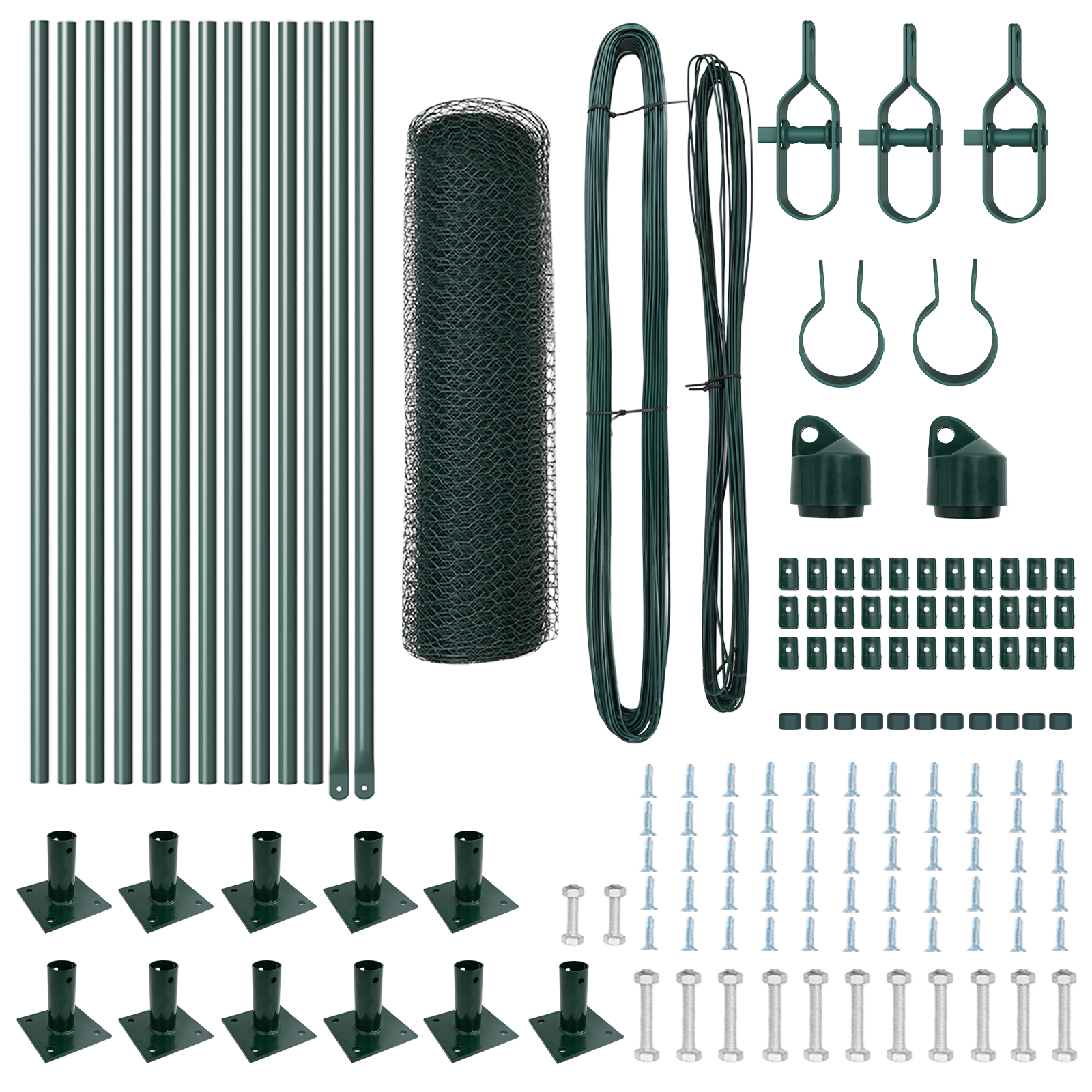 Gard Hexagonal Verde 0.4x25 m Oțel, Stâlpi de Gard cu Plăci de Bază 13 pcs Ø32mm 50cm Oțel Galvanizat GartenMobel Dekor