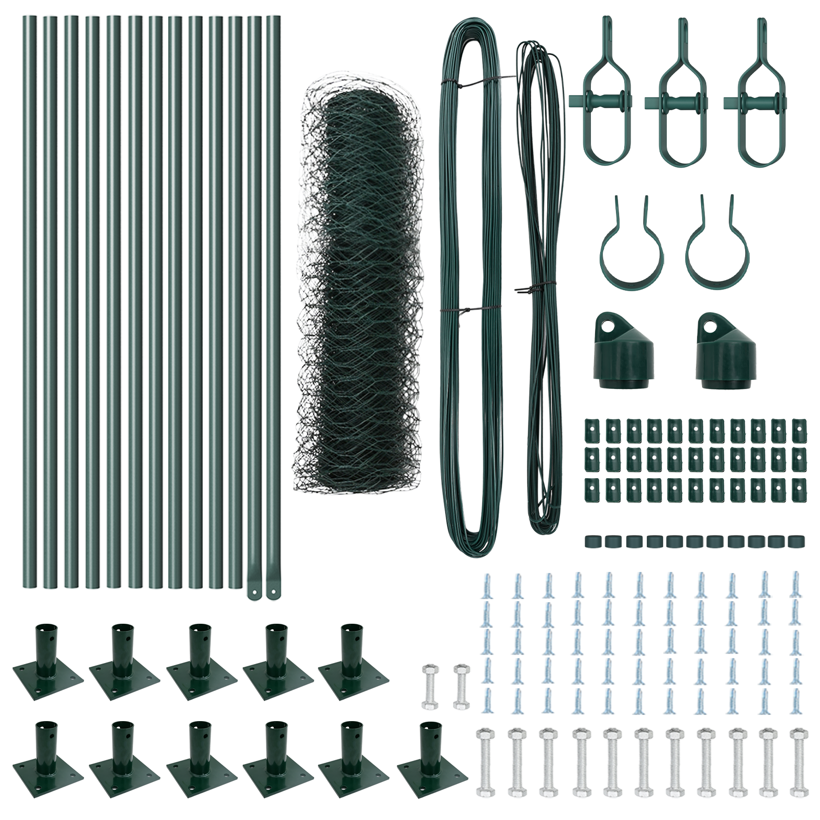 Gard Hexagonal Verde 0.4x25 m Oțel, Stâlpi pentru Gard cu Plăci de Bază 13 buc Ø32mm 50cm Oțel Galvanizat GartenMobel Dekor