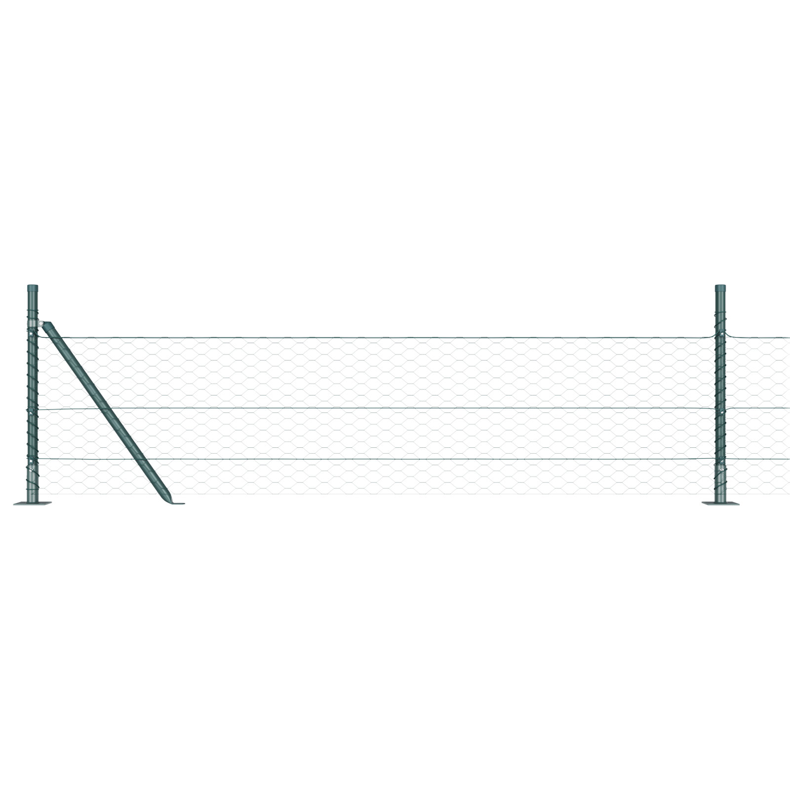Gard hexagonal  Verde 0.4x25 m Oțel, Stâlpi de gard  cu plăci de bază 13 buc Ø32mm 50cm Oțel galvanizat GartenMobel Dekor