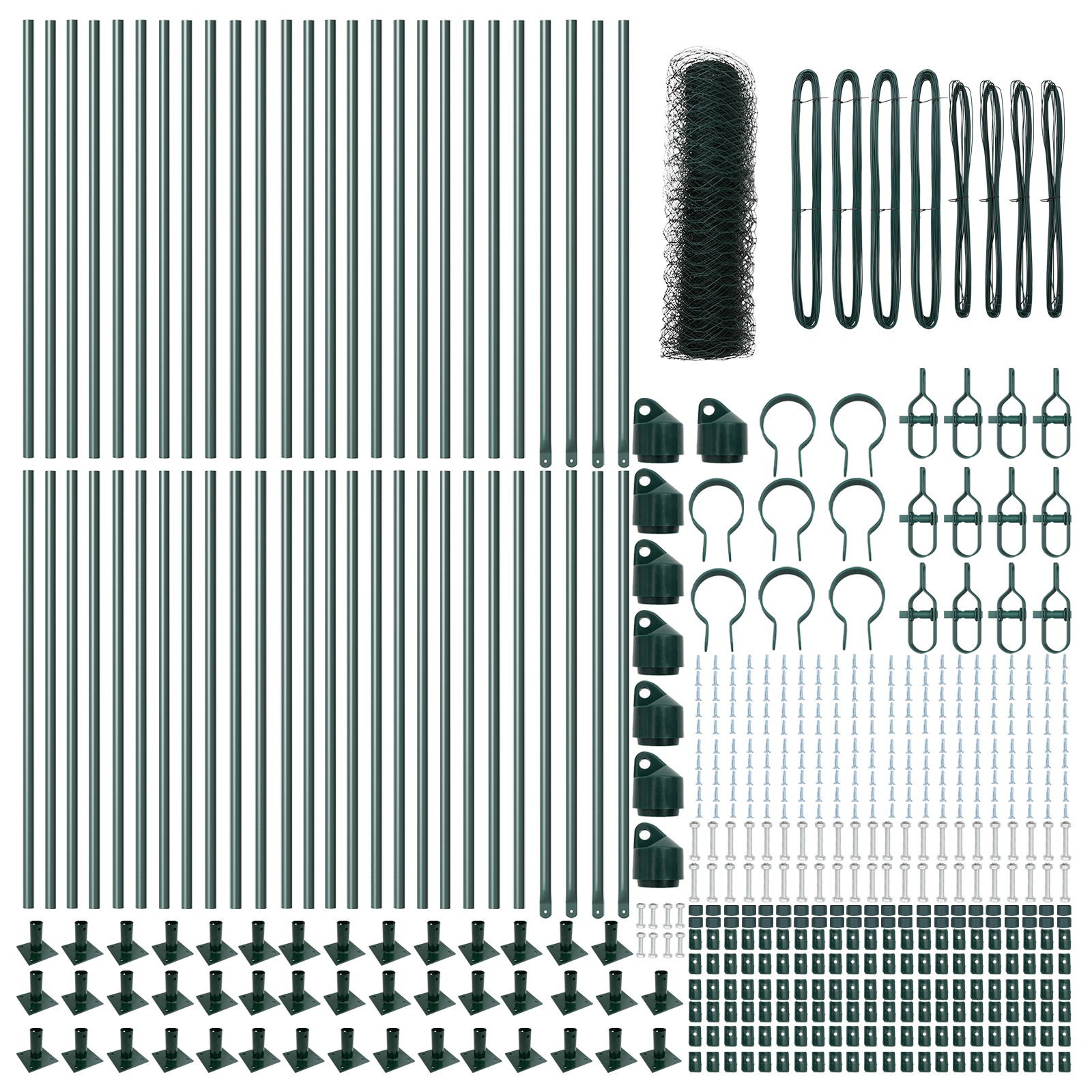 Gard Hexagon Verde 1x100 m Oțel, Stâlpi de Gard cu Plăci de Bază 13 buc Ø32mm 110cm Oțel Galvanizat GartenMobel Dekor