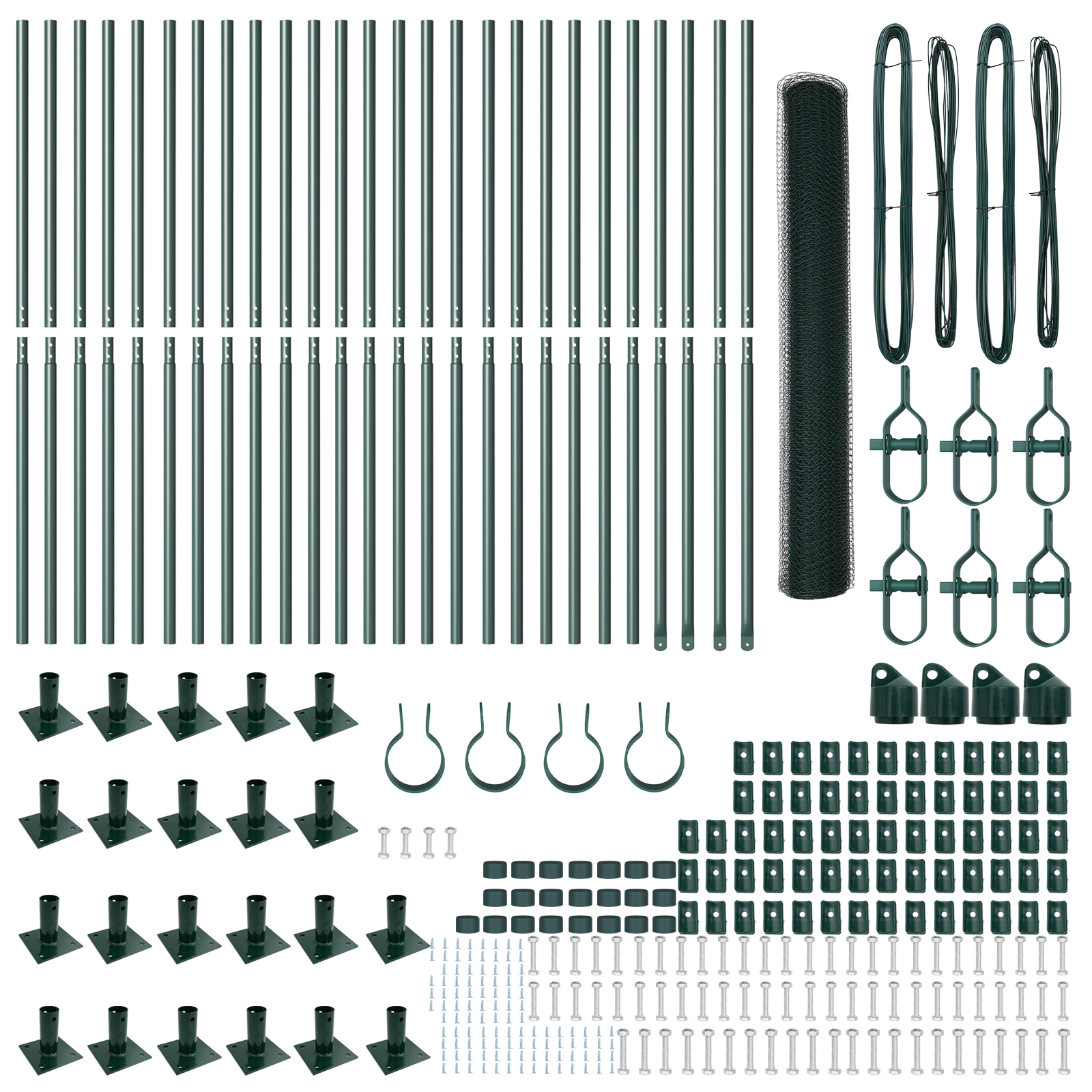 Gard Hexagon VidaXL Verde 1.2x50 m Oțel, Stâlpi Gard VidaXL cu Plăci de Bază 13 pcs Ø32mm 68.5cm Oțel Galvanizat GartenMobel Dekor