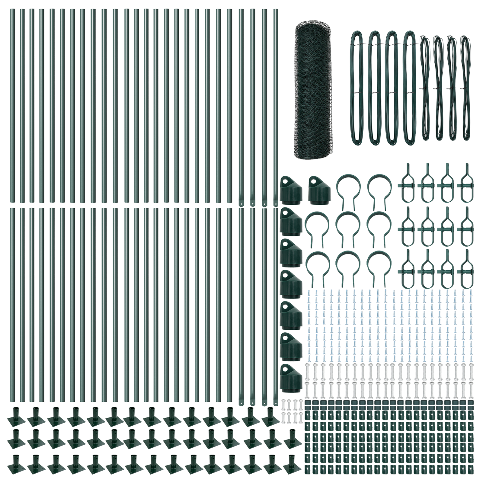 Gard Hexagonal  Verde 0.8x100 m Oțel, Stâlpi Gard  cu Plăci de Bază 13 pcs Ø32mm 90cm Oțel Zincat GartenMobel Dekor