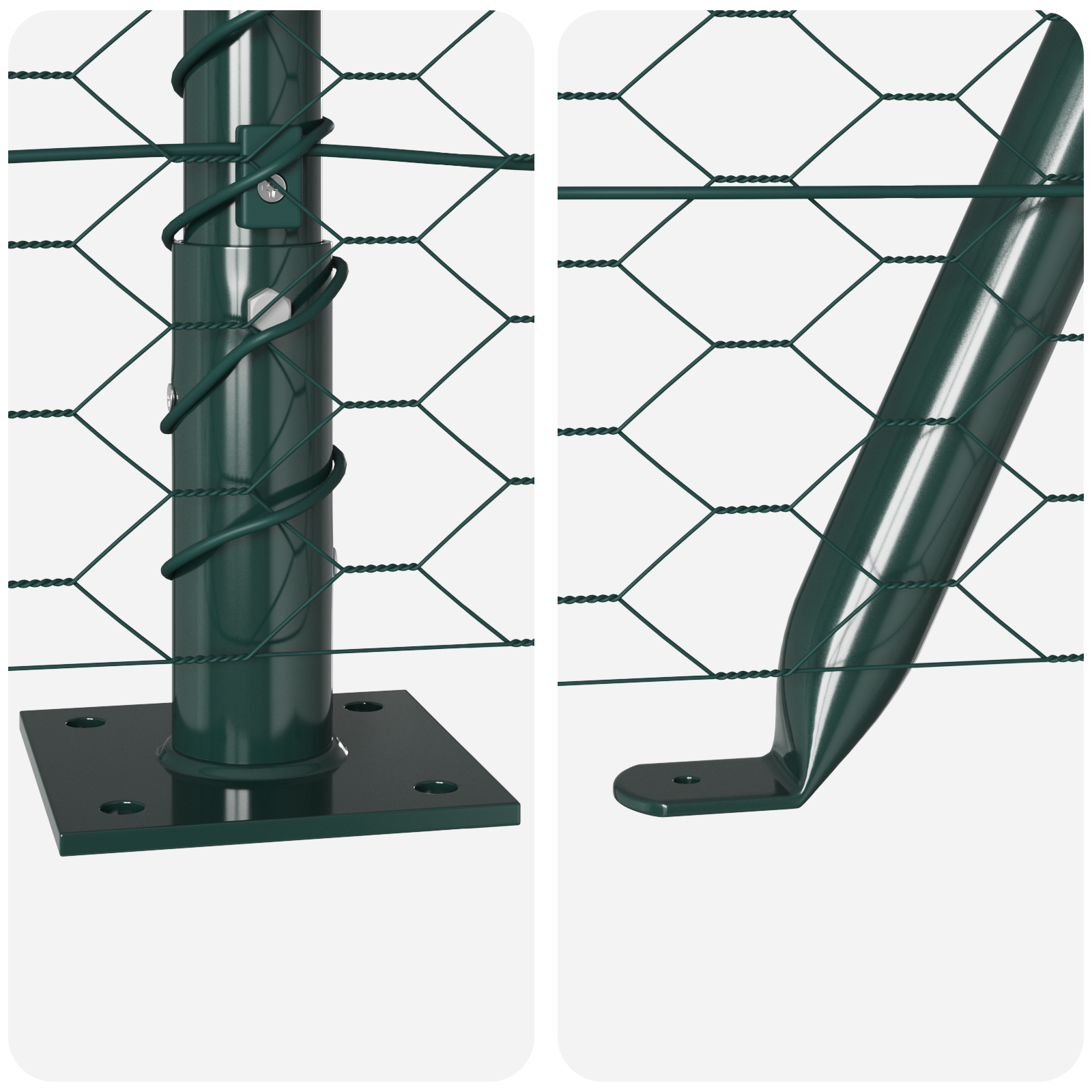 Gard Hexagonal Verde 1.2x50 m Oțel, Posturi de Gard cu Placi de Bază 13 buc Ø32mm 68.5cm Oțel Galvanizat GartenMobel Dekor