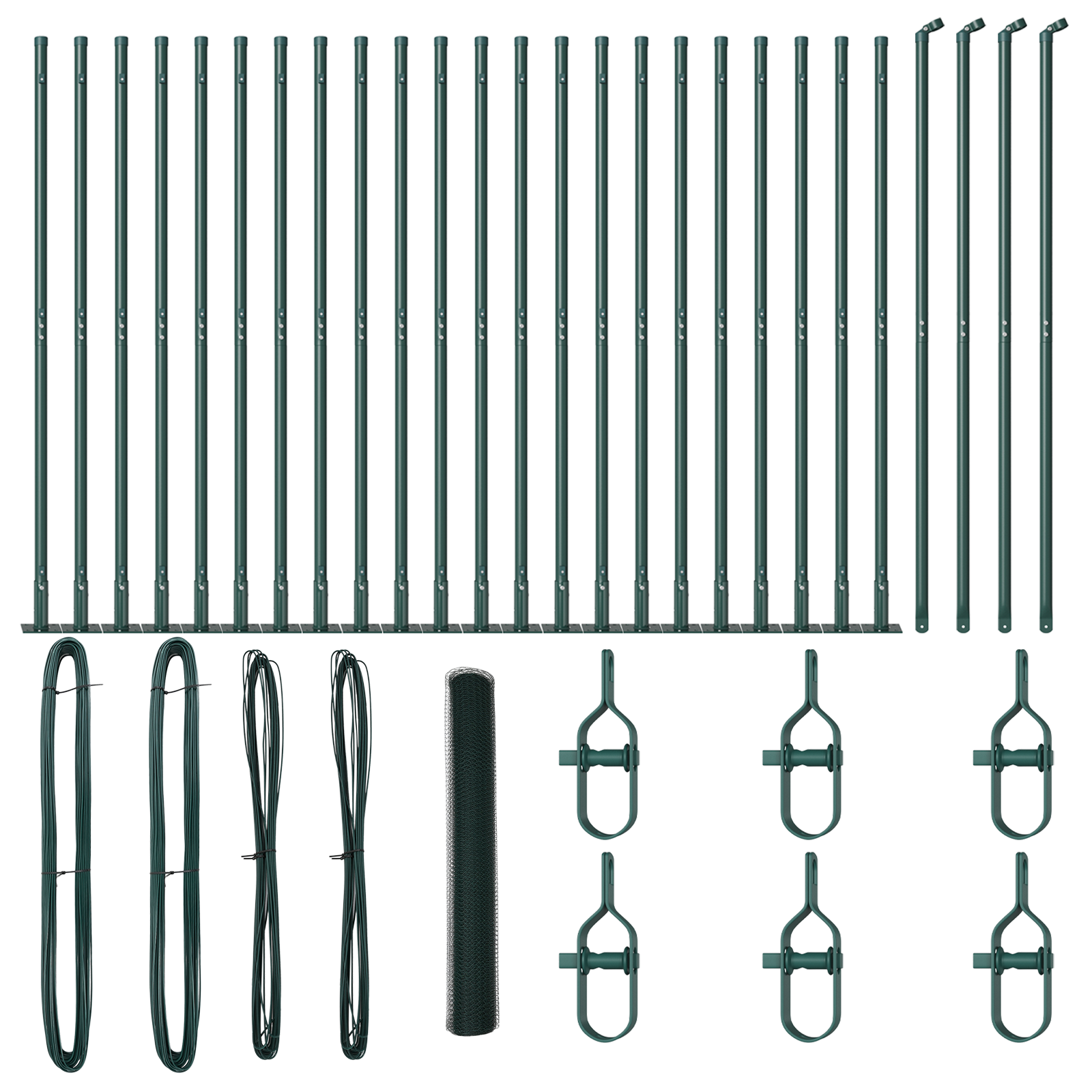 Gard Hexagonal Verde 1.2x50 m Oțel, Posturi de Gard cu Placi de Bază 13 buc Ø32mm 68.5cm Oțel Galvanizat GartenMobel Dekor