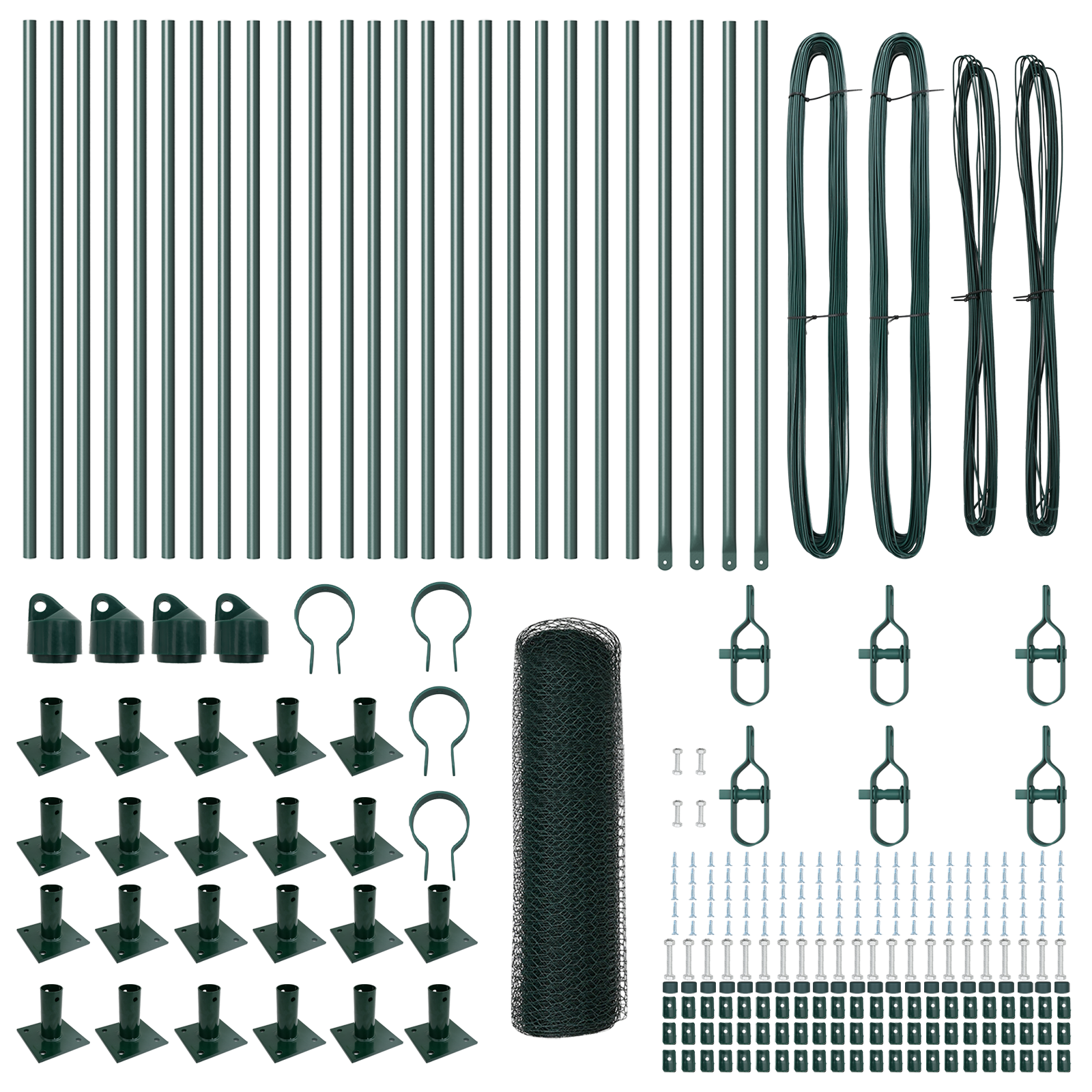 Gard Hexagonal Verde 1x50 m Oțel, Stâlpi Gard cu plăci de bază 13 buc Ø32mm 110cm Oțel Galvanizat GartenMobel Dekor