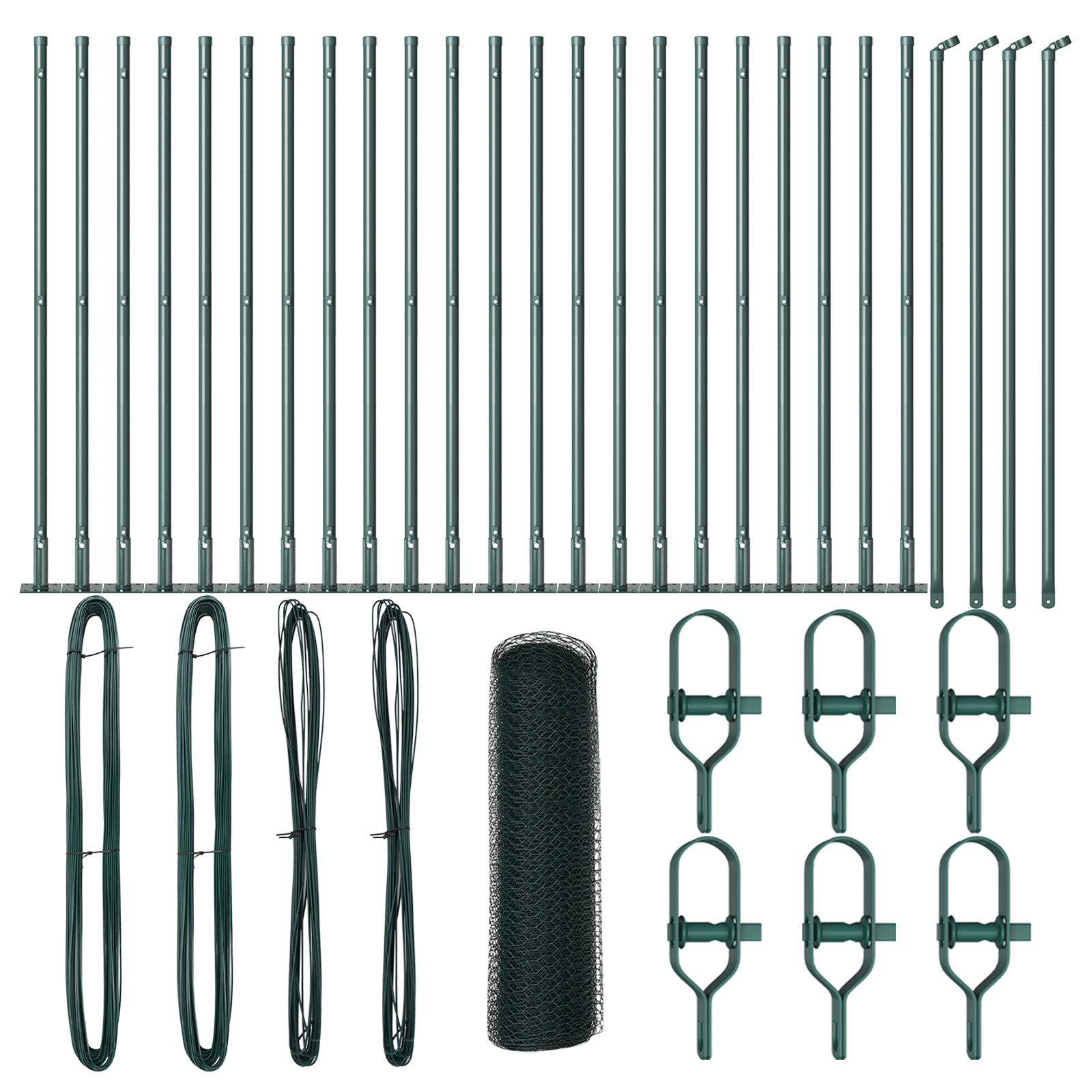Gard Hexagonal Verde 1x50 m Oțel, Stâlpi Gard cu plăci de bază 13 buc Ø32mm 110cm Oțel Galvanizat GartenMobel Dekor