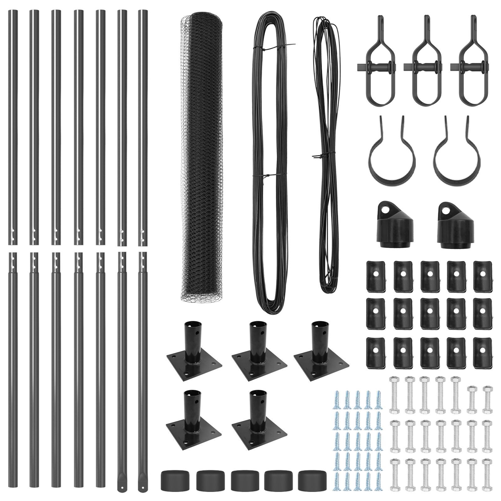 Gard Hexagonal Gri 1x10 m Oțel, Posturi de Gard  cu Plăci de Bază 7 pcs Ø32mm 110cm Oțel Galvanizat GartenMobel Dekor