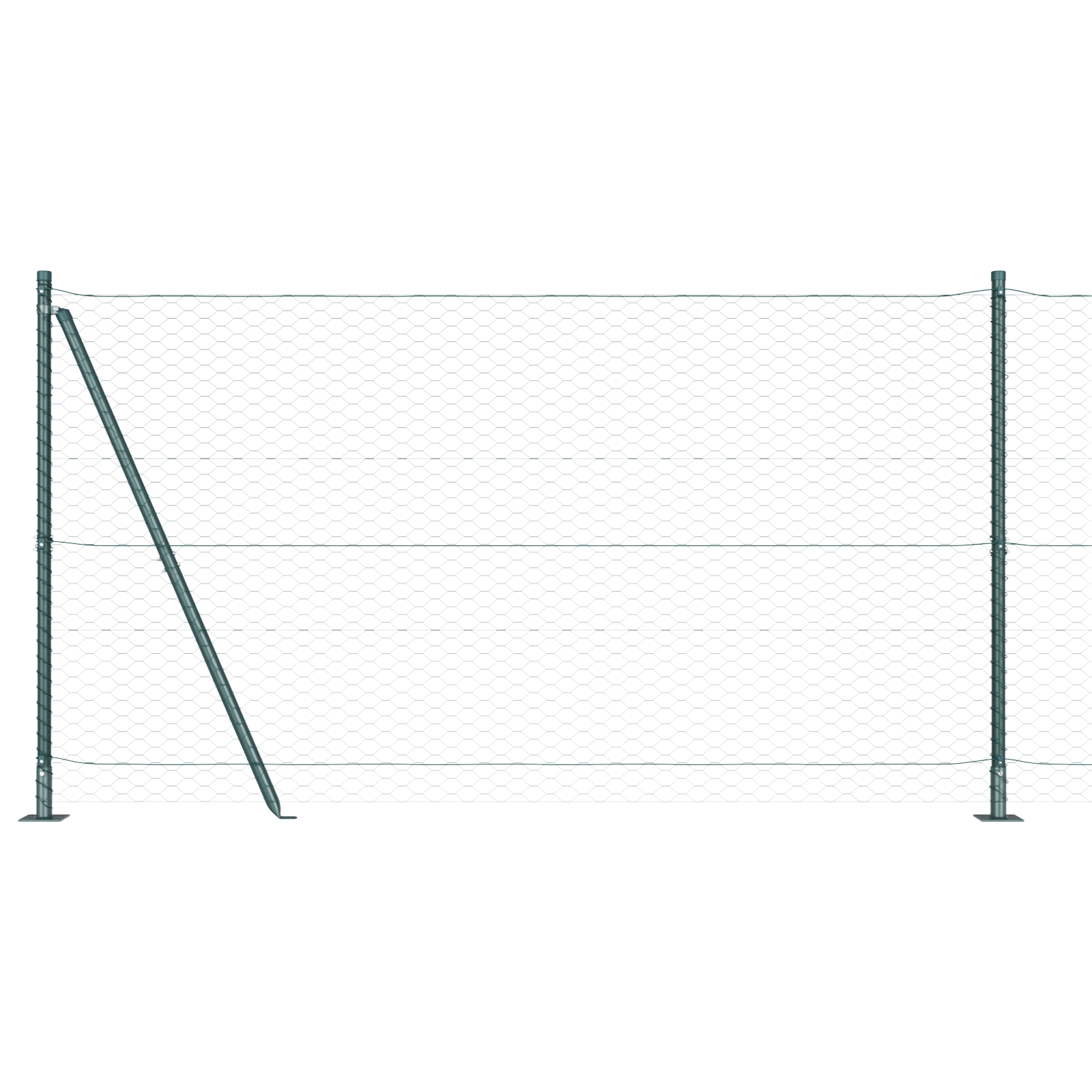 Gard Hexagonal  Verde 1,2x100 m Metal, Stâlpi de Gard  cu Plăci de Bază 13 buc Ø32mm 68,5cm Oțel Galvanizat GartenMobel Dekor