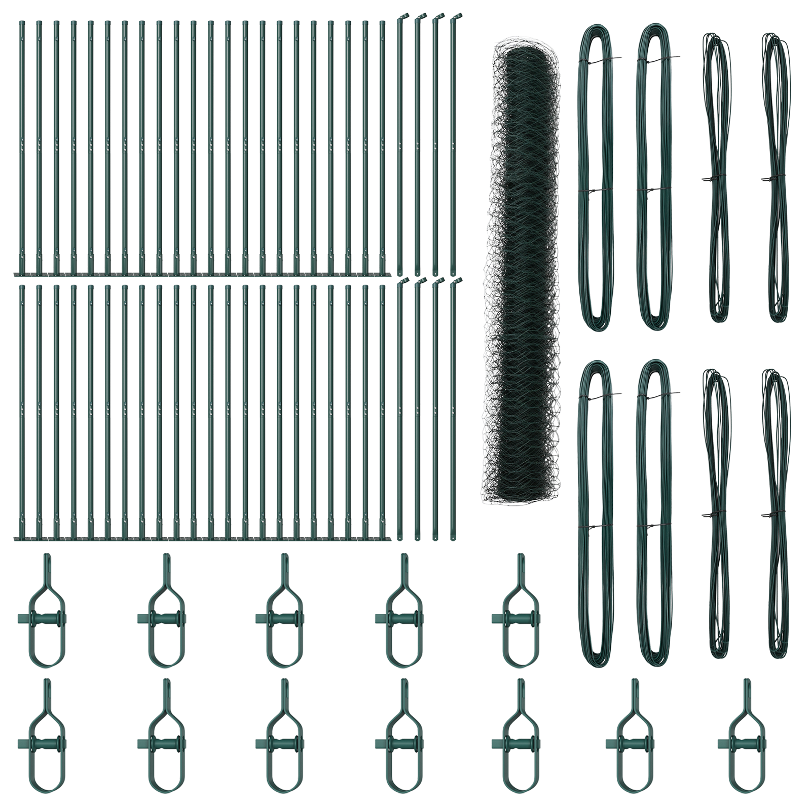 Gard Hexagonal  Verde 1,2x100 m Metal, Stâlpi de Gard  cu Plăci de Bază 13 buc Ø32mm 68,5cm Oțel Galvanizat GartenMobel Dekor