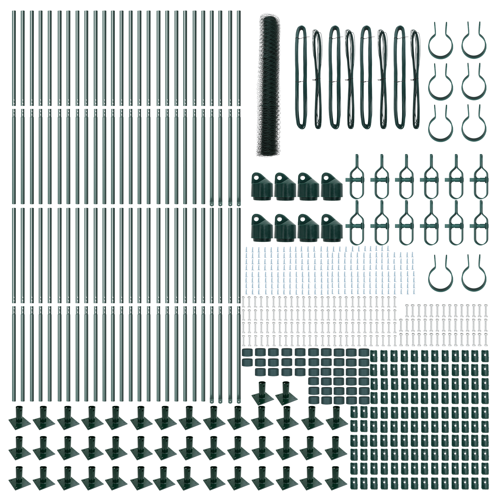 Gard Hexagonal  Verde 1.2x100 m Oțel, Stâlpi gard  cu Plăci de Bază 13 buc Ø32mm 68.5cm Oțel Zincat GartenMobel Dekor