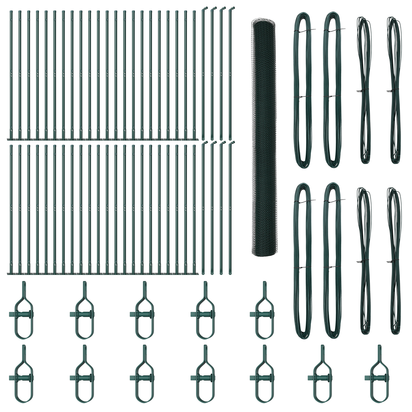 Gard Hexagonal  Verde 1.5x100 m Oțel, Stâlpi Gard  cu Plăci de Bază 13 buc Ø32mm 83.5cm Oțel Galvanizat GartenMobel Dekor