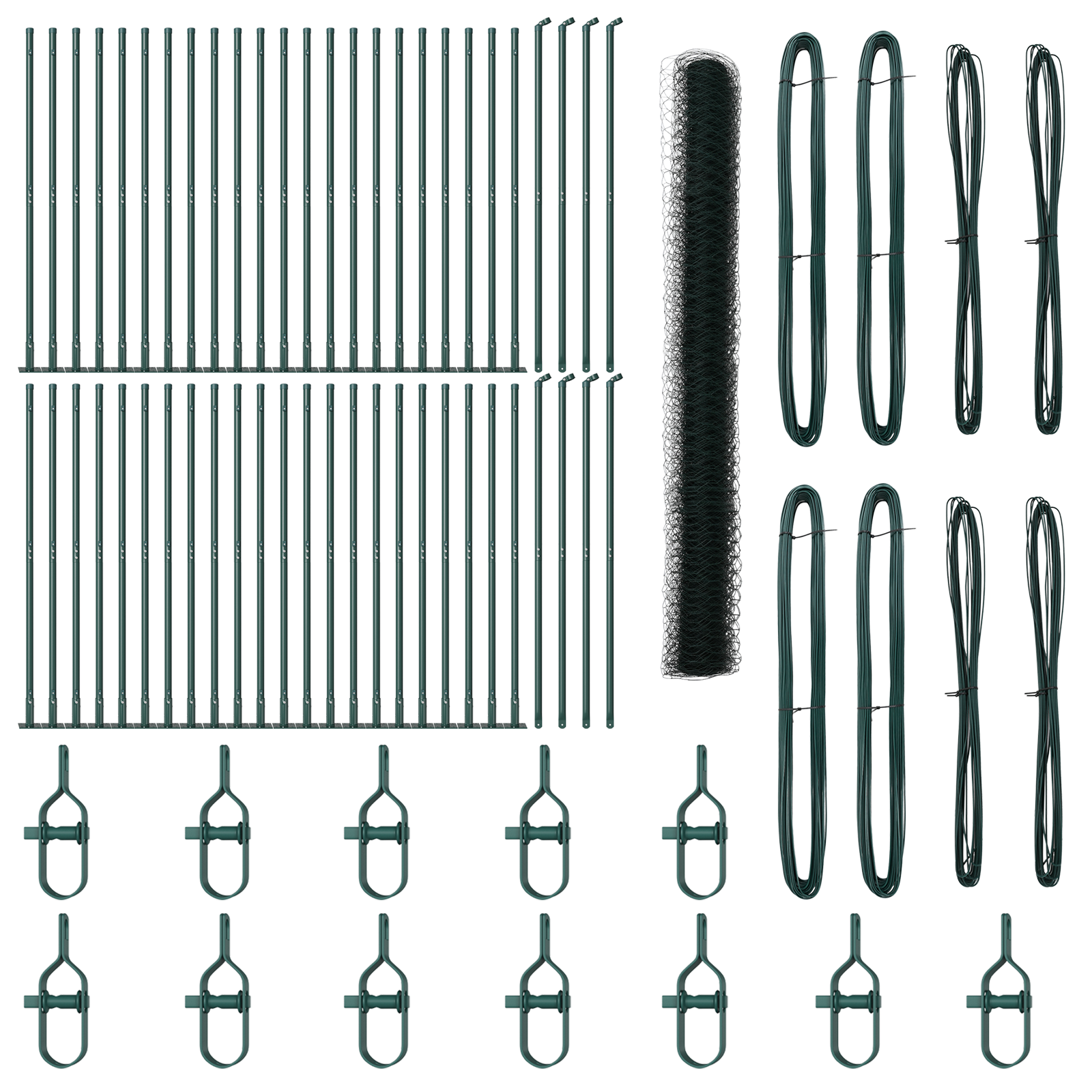 Gard Hexagonal Verde 1.5x100 m Oțel, Stâlpi de Gard cu Plăci de Bază 13 pcs Ø32mm 83.5cm Oțel Galvanizat GartenMobel Dekor