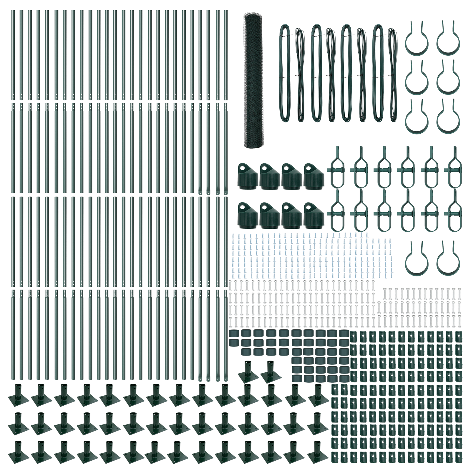 Gard hexagonal Verde 1.2x100 m Oțel, Stâlpi de gard cu plăci de bază 13 buc Ø32mm 68.5cm Oțel galvanizat GartenMobel Dekor