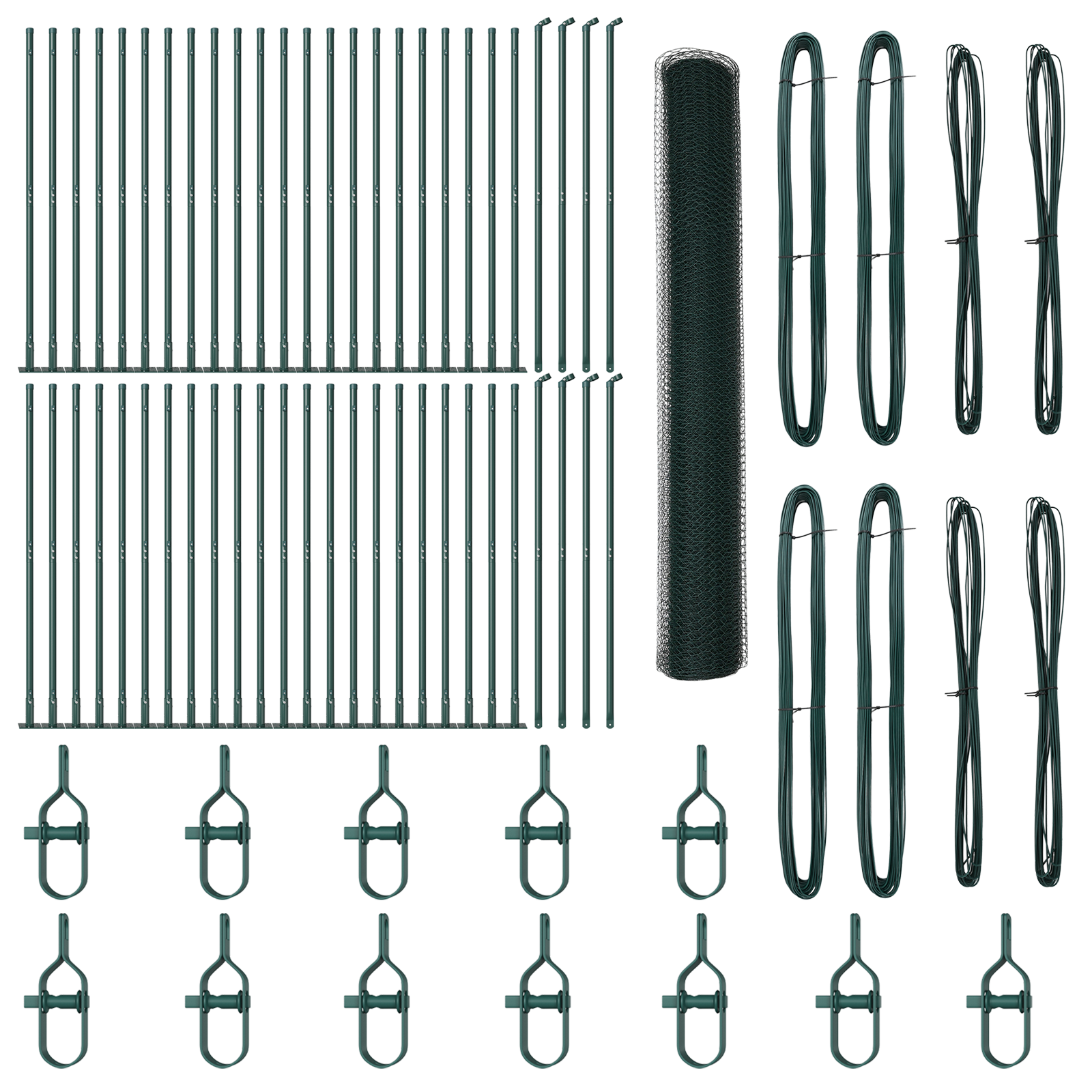 Gard hexagonal Verde 1.2x100 m Oțel, Stâlpi de gard cu plăci de bază 13 buc Ø32mm 68.5cm Oțel galvanizat GartenMobel Dekor