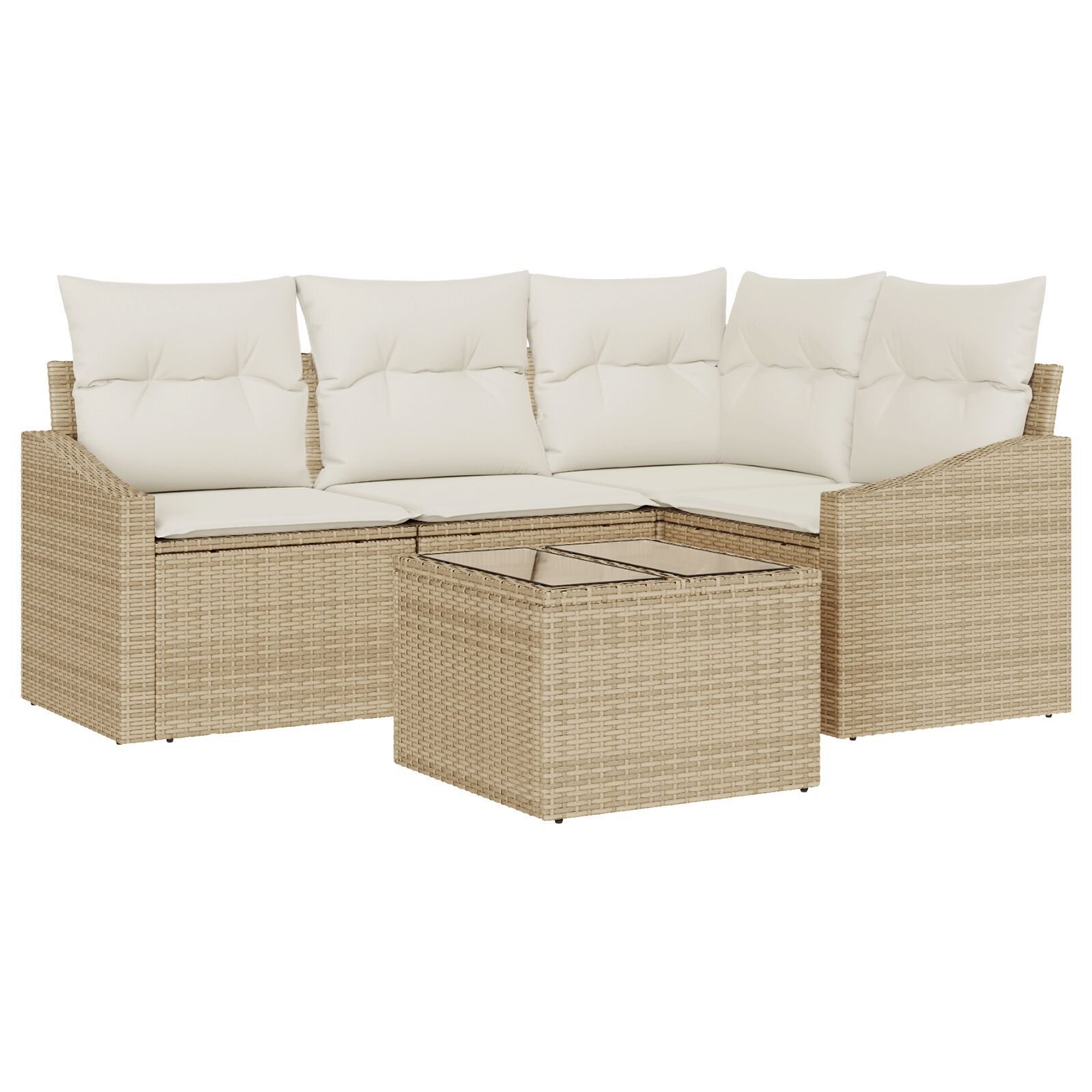 Set de dining pentru grădină cu 5 piese și perne, Brown Poly Rattan GartenMobel Dekor