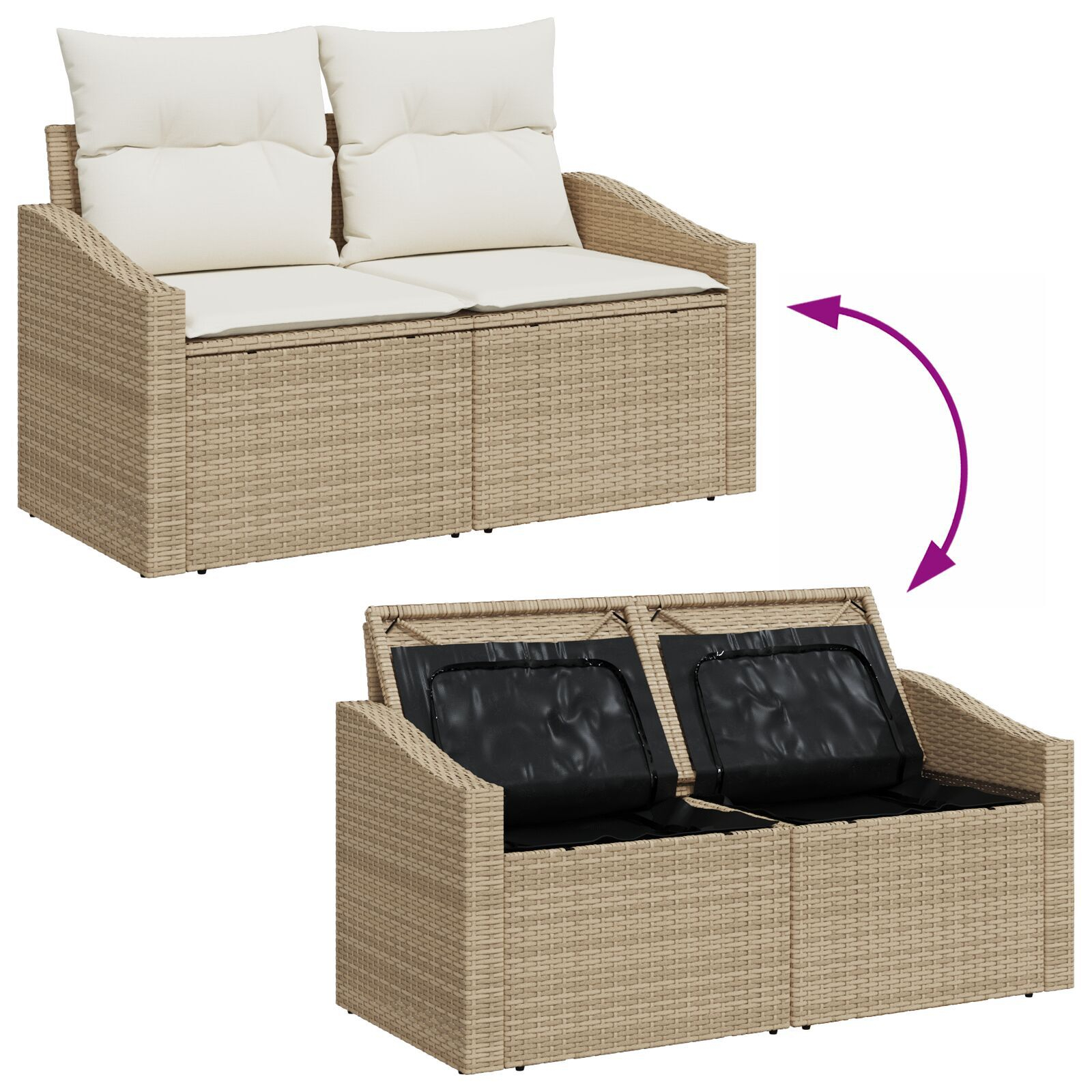 Set de dining pentru grădină cu 5 piese și perne, Brown Poly Rattan GartenMobel Dekor
