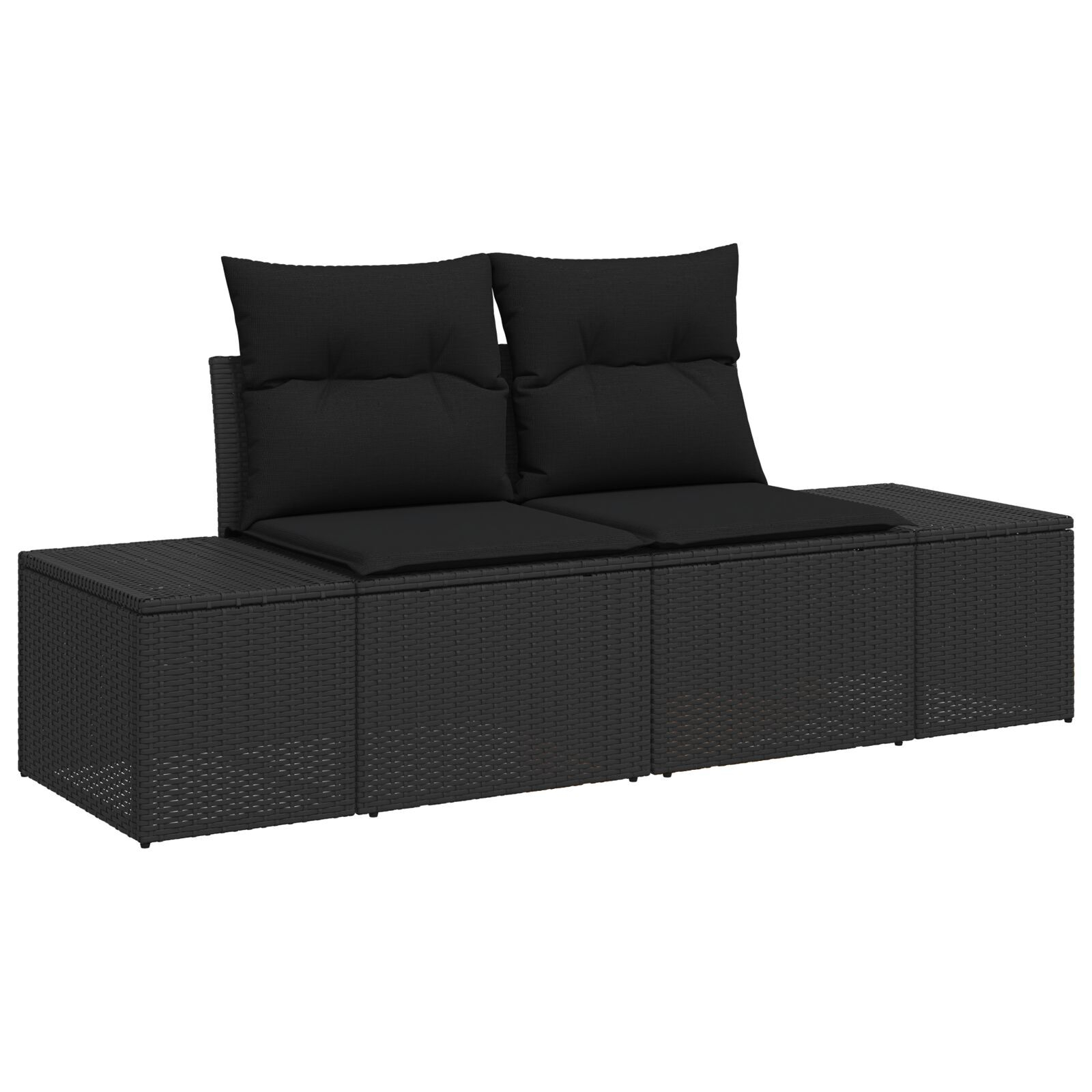 Set de Sofa de 11 Piese pentru Grădină cu Perne Negru Poli Ratan Acacia GartenMobel Dekor