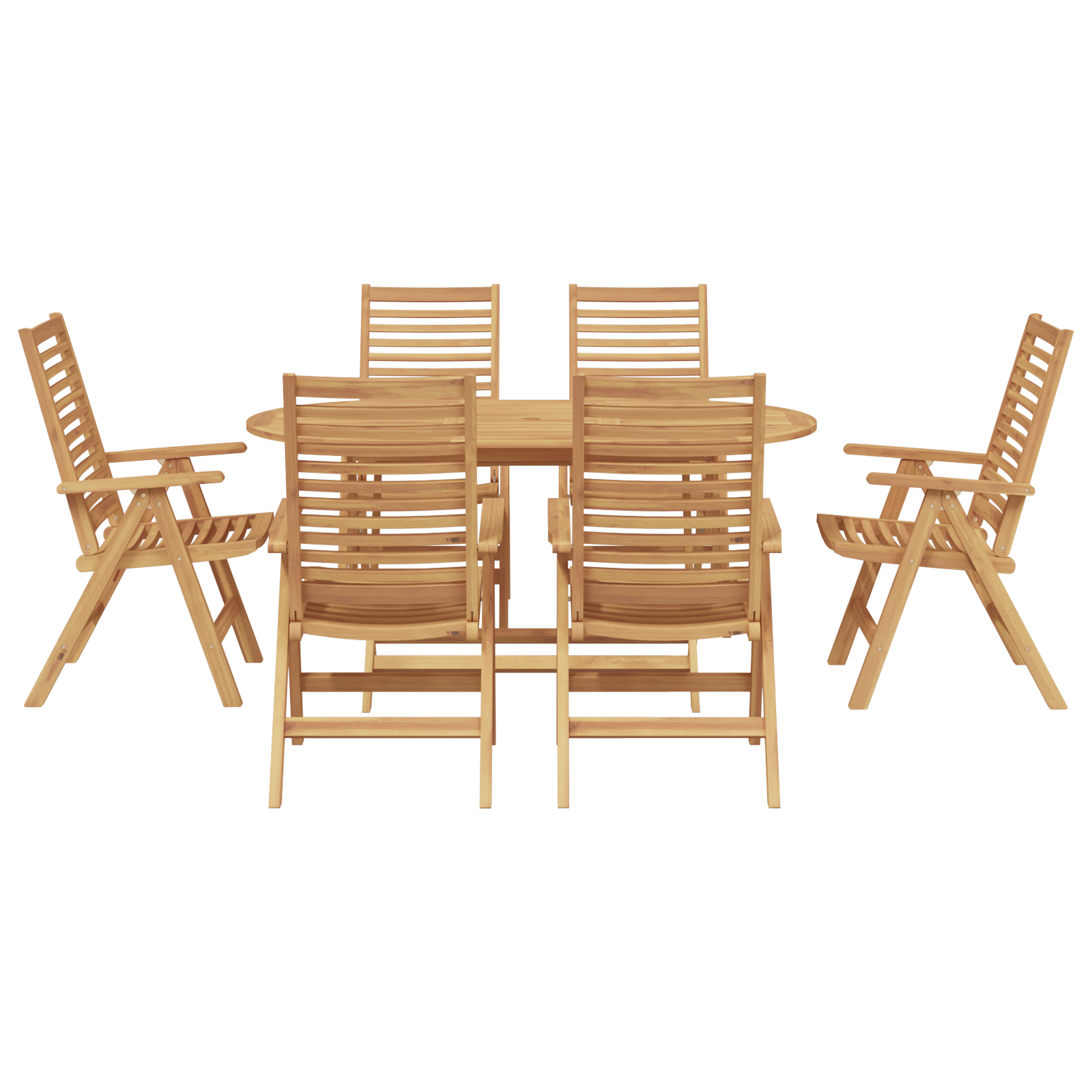 Set de dining pliabil 7 piese lemn solid tec , Scaune grădină  2 buc lemn solid tec GartenMobel Dekor