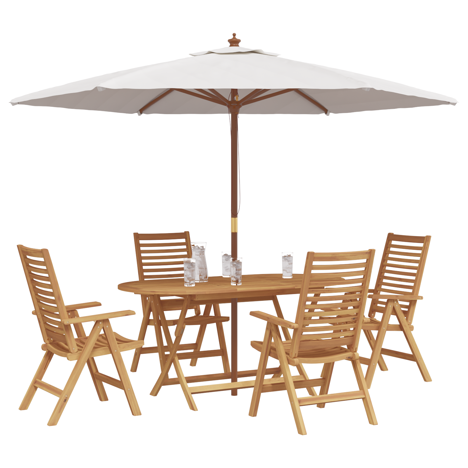 Set de dining pliabil de 5 piese din lemn solid de tec , Scaune de grădină  2 bucati din lemn solid de tec GartenMobel Dekor